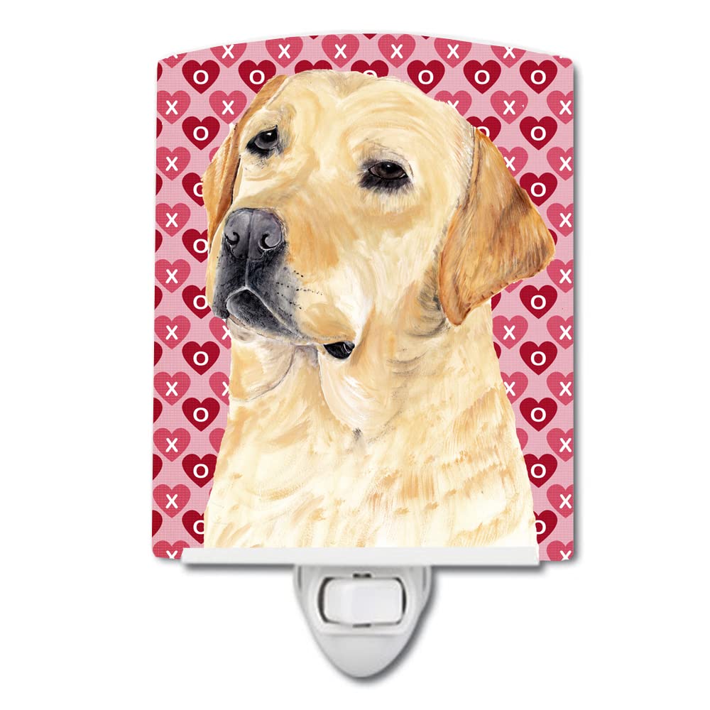 Carolines Treasures Ceramic Night Light, UL-Certified, 6x4x3 inches, Multicolor, Model SC9263CNL, Labrador Yellow Hearts Design