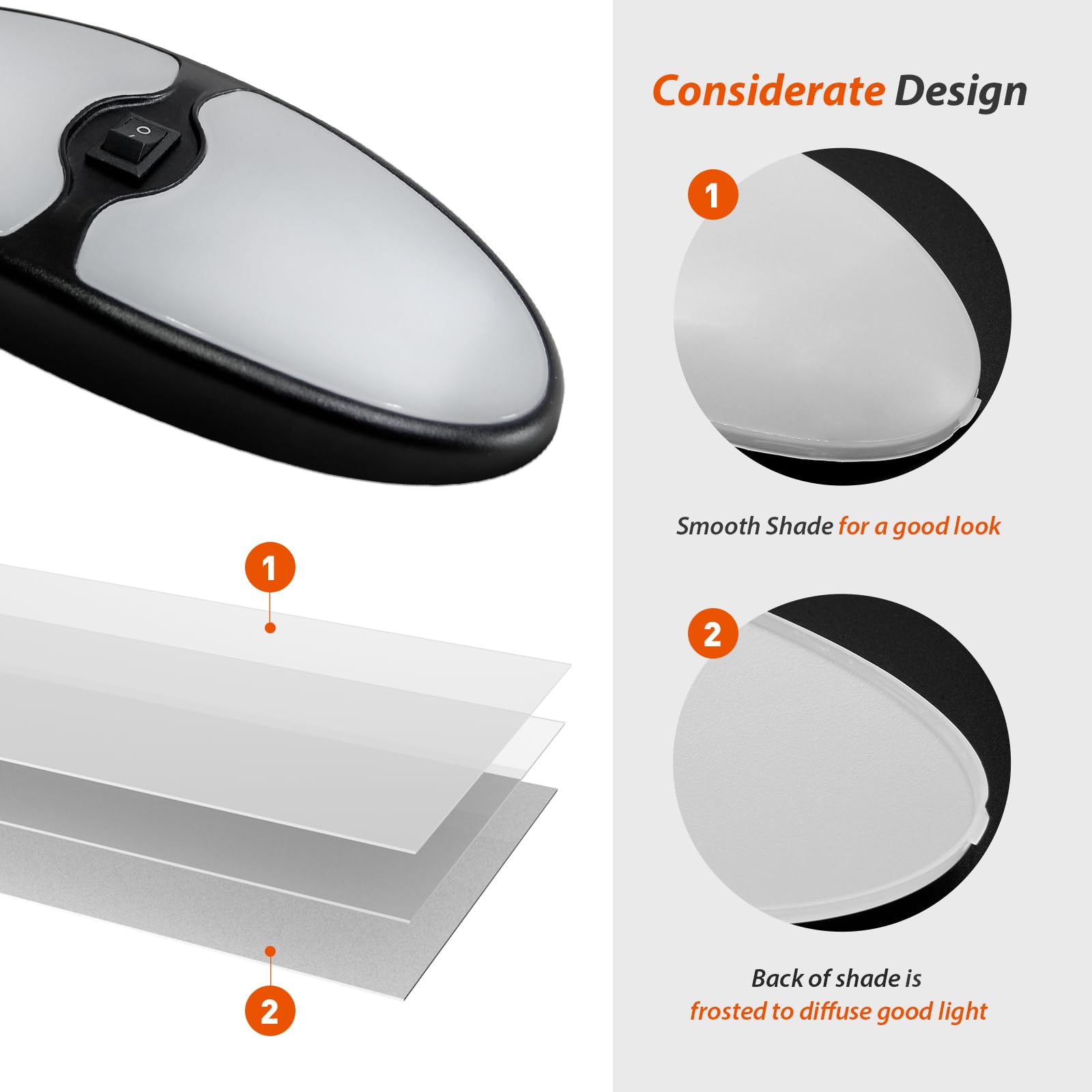 Dream Lighting 12V LED Ceiling Light Fixture, 7.4W, 3500K, 9", Black, Pack of 5