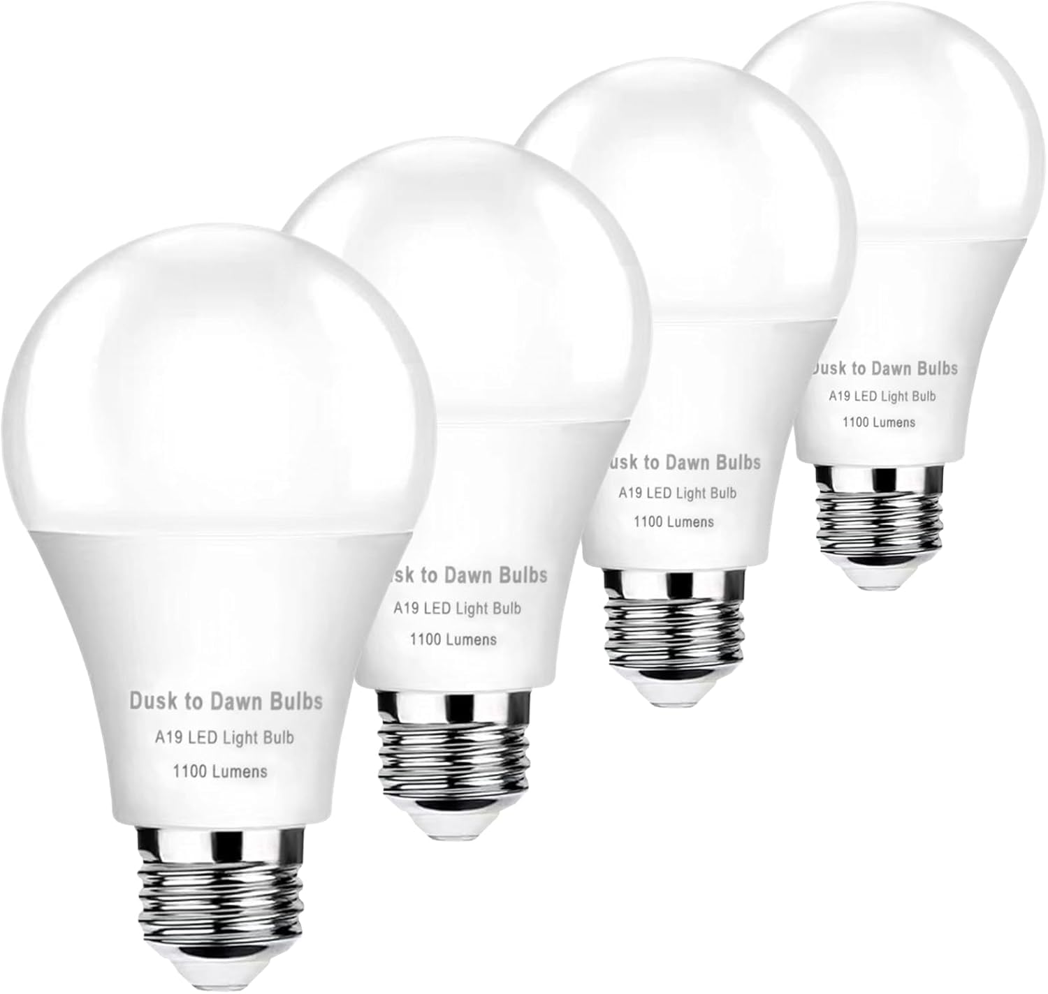 KMDCSB 4-Pack Dusk to Dawn LED Light Bulbs, 75W Equivalent, Daylight 5000K 1,100LM, Automatic On/Off Outdoor Light, E26 A19 10W 
