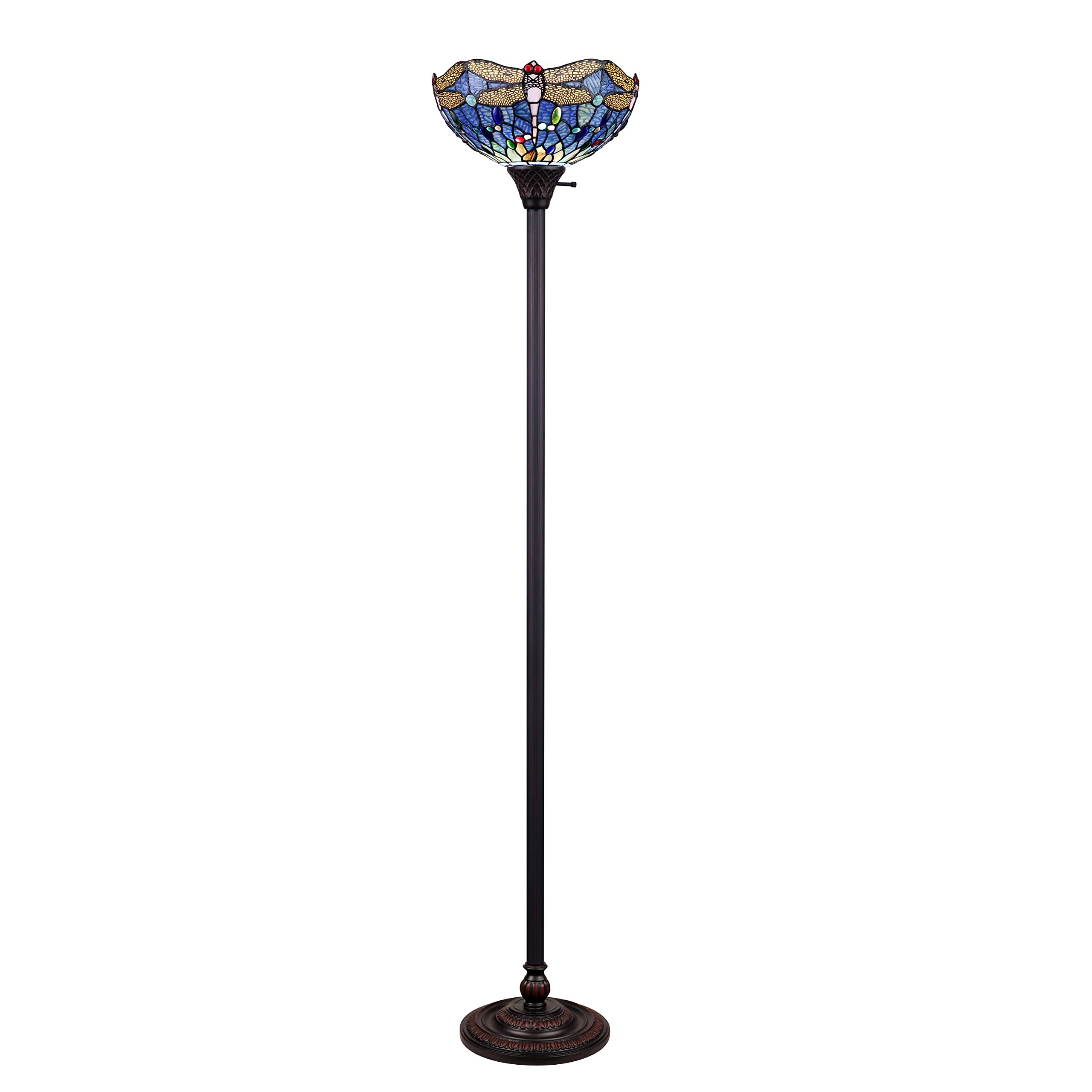 Chloe Lighting Torchiere Floor Lamp Dark Bronze 1 Light 14in Wide Multicolor Glass CH3T524BD14-TF1