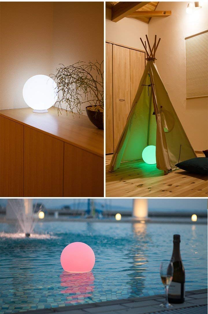 Mr.Go LED Glowing Ball Light - 8-inch RGB Mood Lamp, Waterproof, Rechargeable, 16 Colors, Model CQ-B202