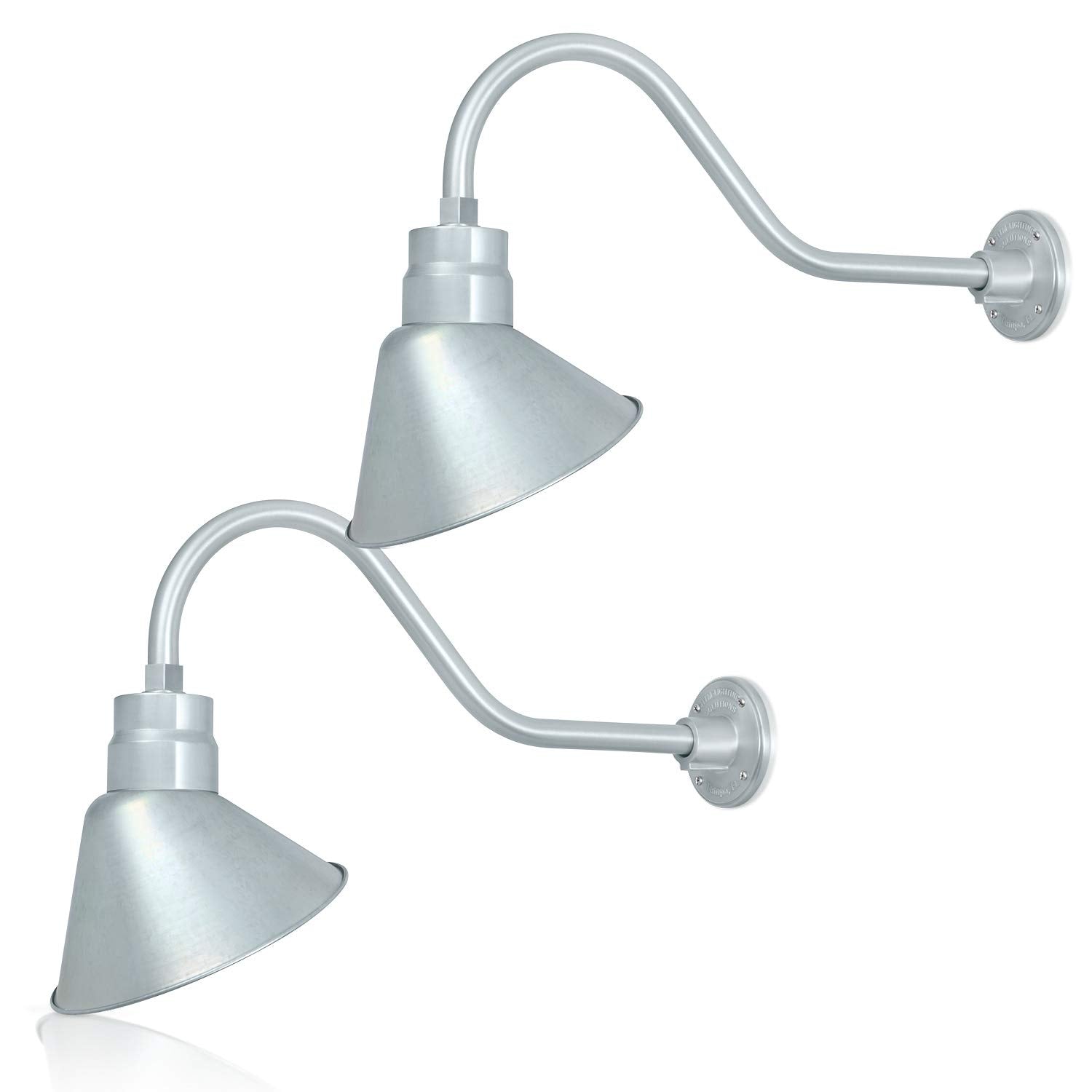HTM LIGHTING SOLUTIONS Gooseneck Sign Light Fixture 10in Galvanized Steel 22in Extension Arm 2-Pack UL Listed A19 LED Bulb 5000K