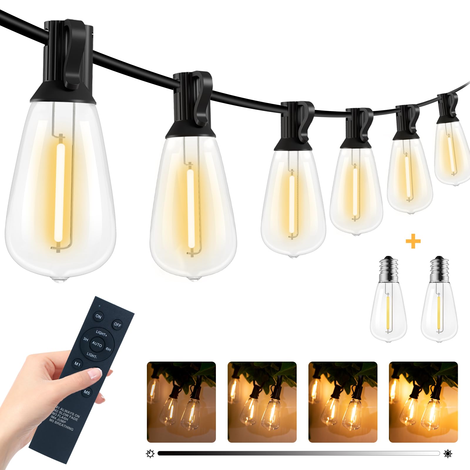 litogo 120ft Patio Lights Outdoor Waterproof, LED Outdoor String Lights with Shatterproof Edison Bulbs, Dimmable Outside Hanging