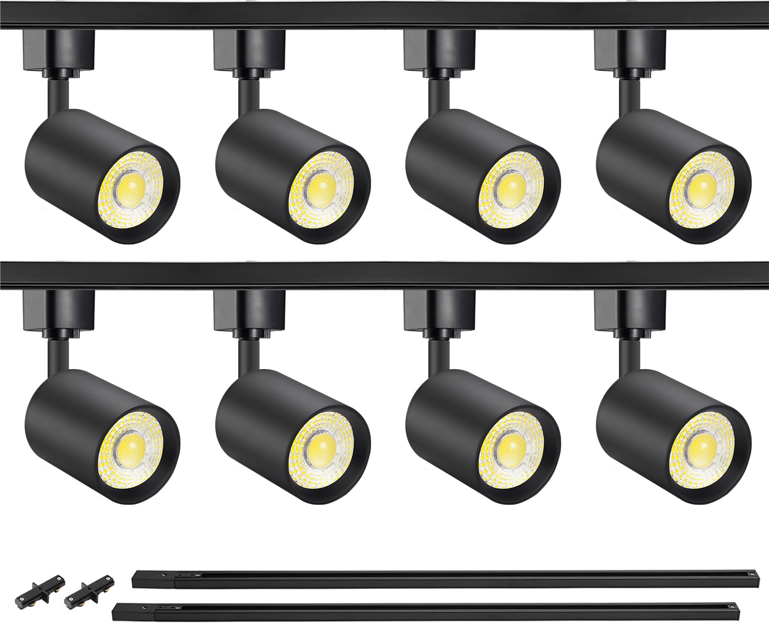VANoopee 8-Light LED Track Lighting Kit with 6.6FT H Type Track Rails, Dimmable Track Light Heads Bright Ceiling Spotlight Fixtu