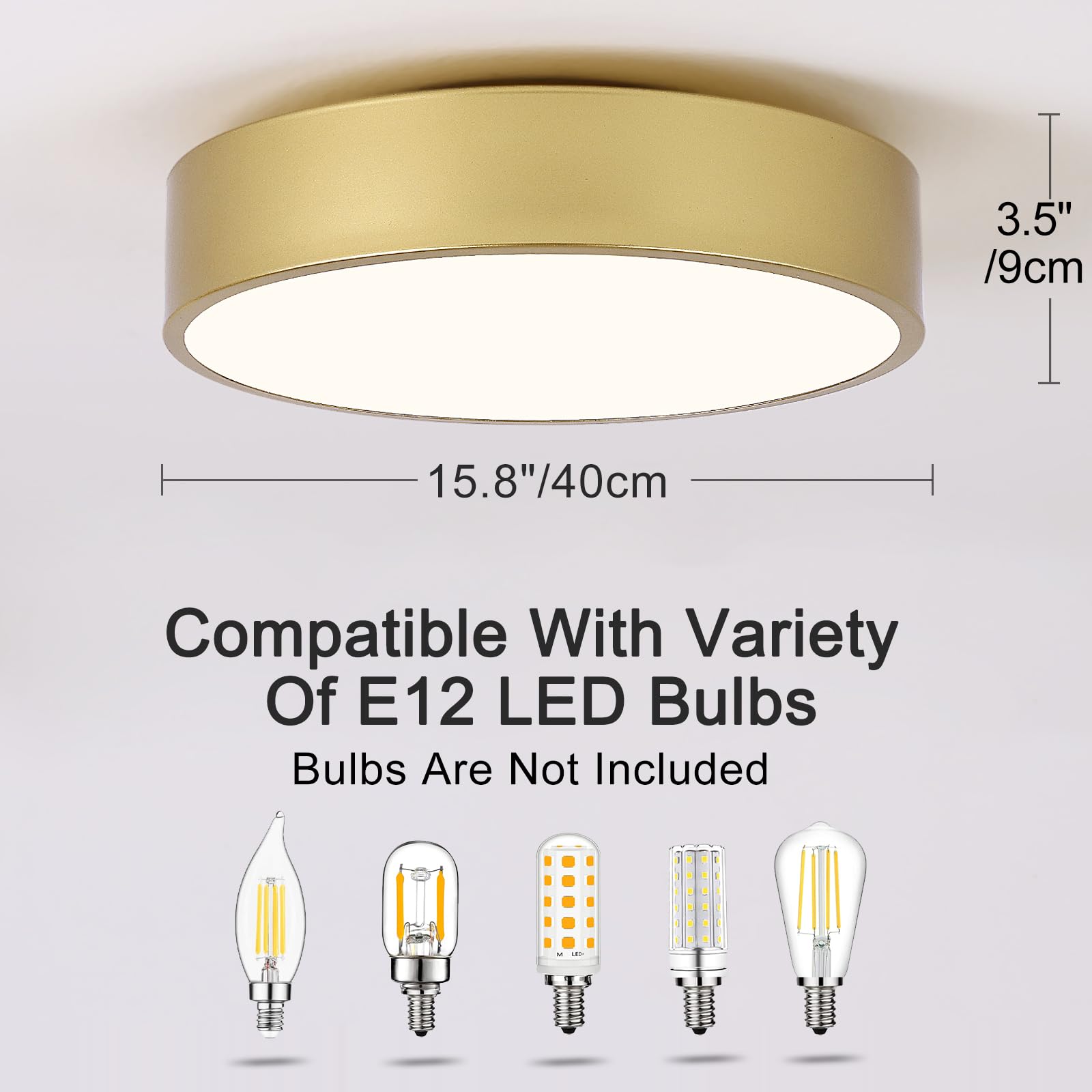 POLITAMP Modern Gold Flush Mount Ceiling Light, 3-Light Acrylic Shade, 15.8" for Hallway, Foyer, Bedroom, Kitchen