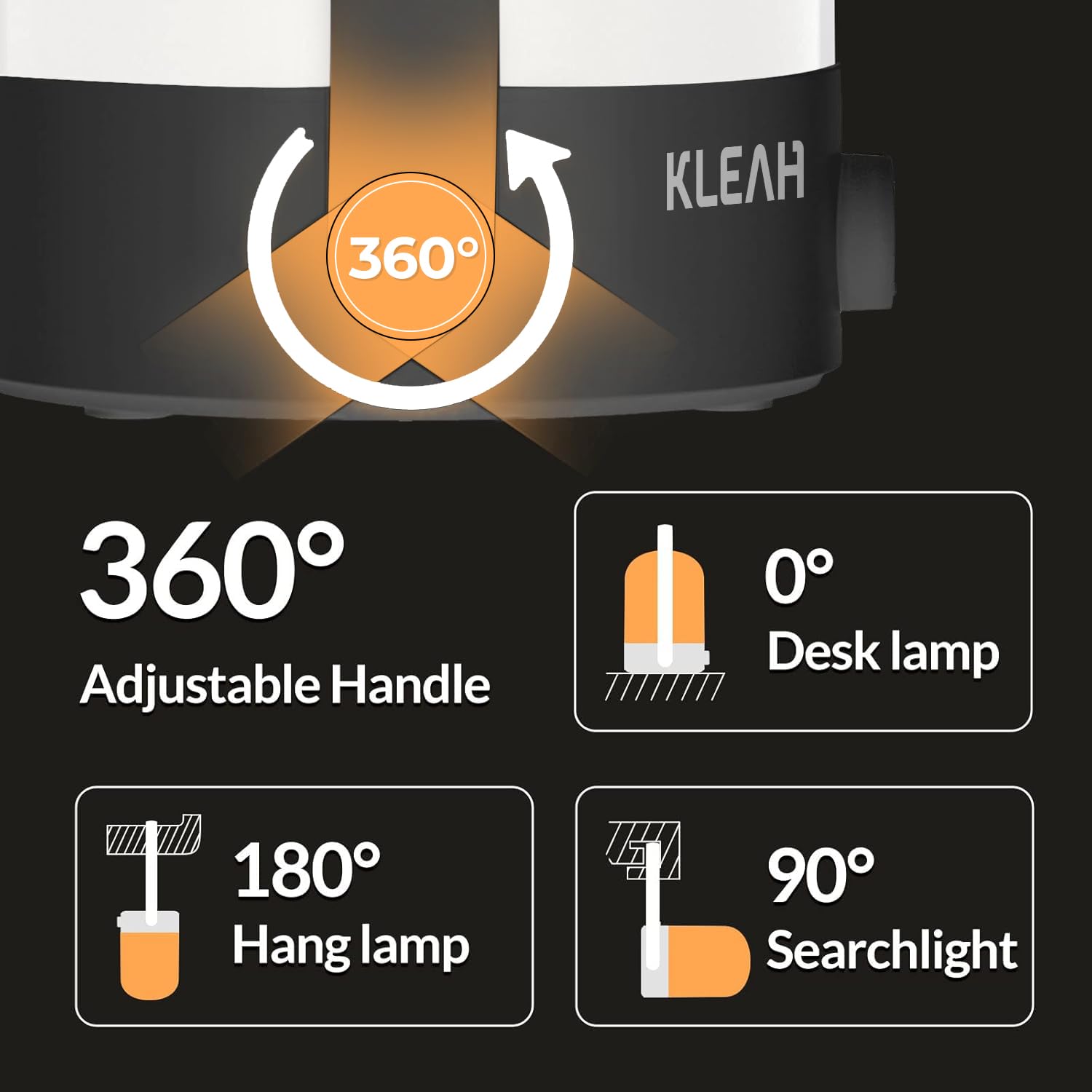 Kleah Portable Cordless Lantern Table Lamp, 360 Portable Handle, Stepless Dimmer, Powerful Long-Lasting 50Hrs, Rechargeable Led