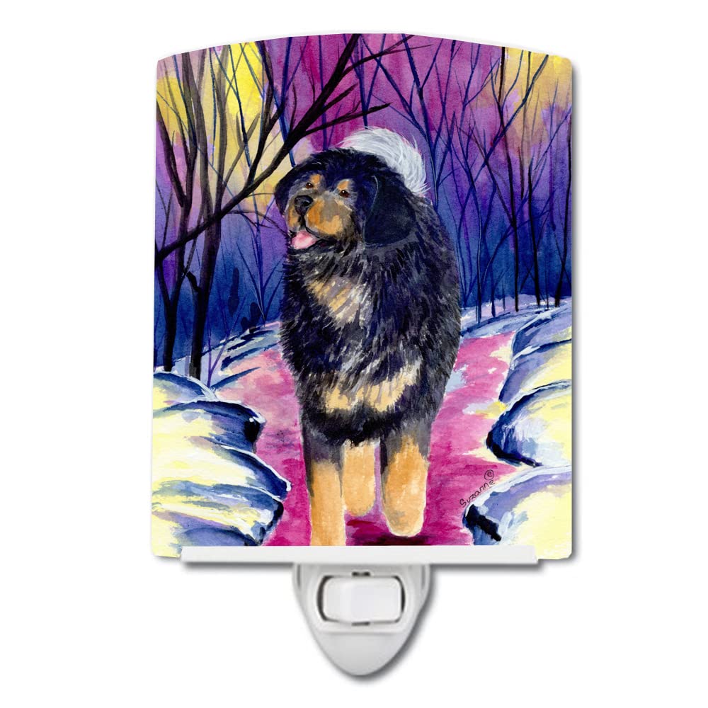 Caroline'S Treasures Ss1021Cnl Tibetan Mastiff Ceramic Night Light Compact, Ul-Certified, Ideal For Bedroom, Bathroom, Nursery, Hallway, Kitchen, 6X4X3, Multicolor