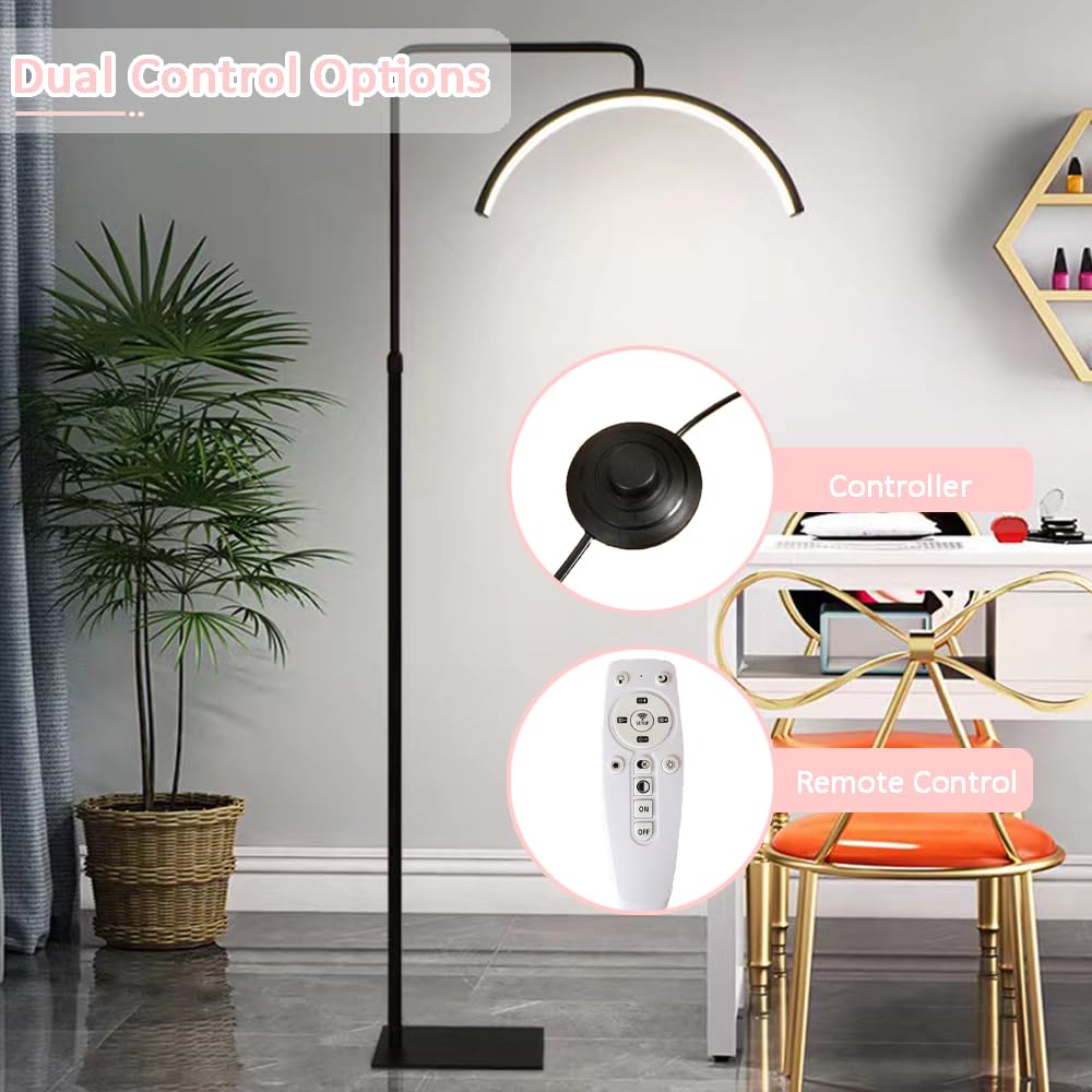Cifupuqu Half Moon Light- Led Dimmable Floor Lamp With Phone Holder For Eyelash Extension, Tattoo Artists, Beauty, Skincare, Adj