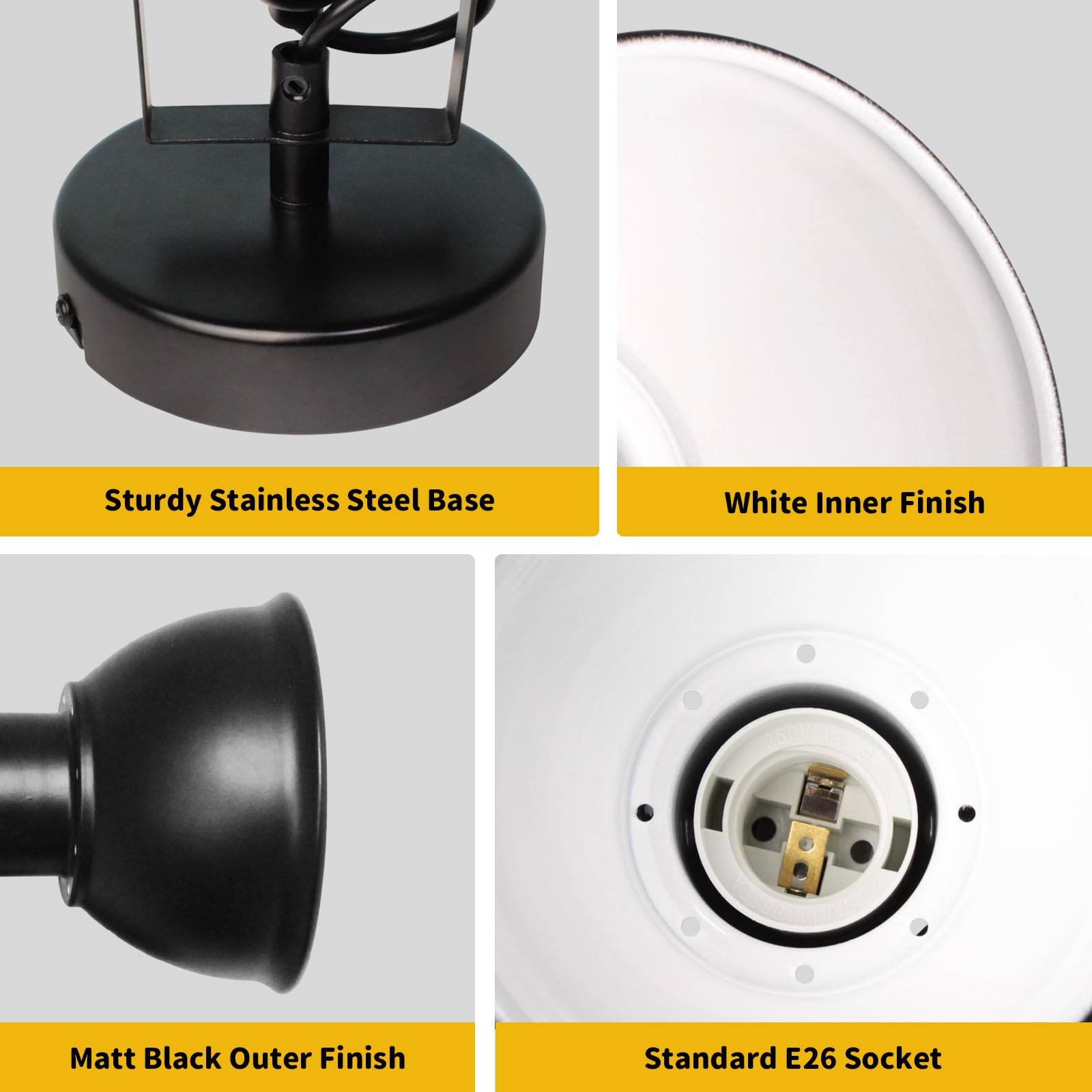 Hibay Flexible Track Lighting Fixtures Black, Industrial Ceiling Wall Spot Lights Kit, Led 1-Light Spotlights For Kitchen Bedroo