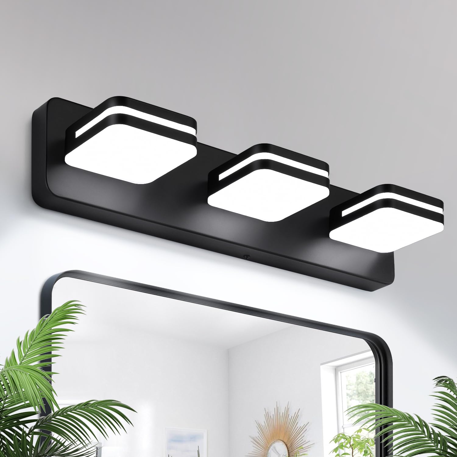 Torondo Modern Black Led Bathroom Vanity Light, 3-Light Bathroom Lighting Fixtures Over Mirror, Led Vanity Lights, Matte Black B