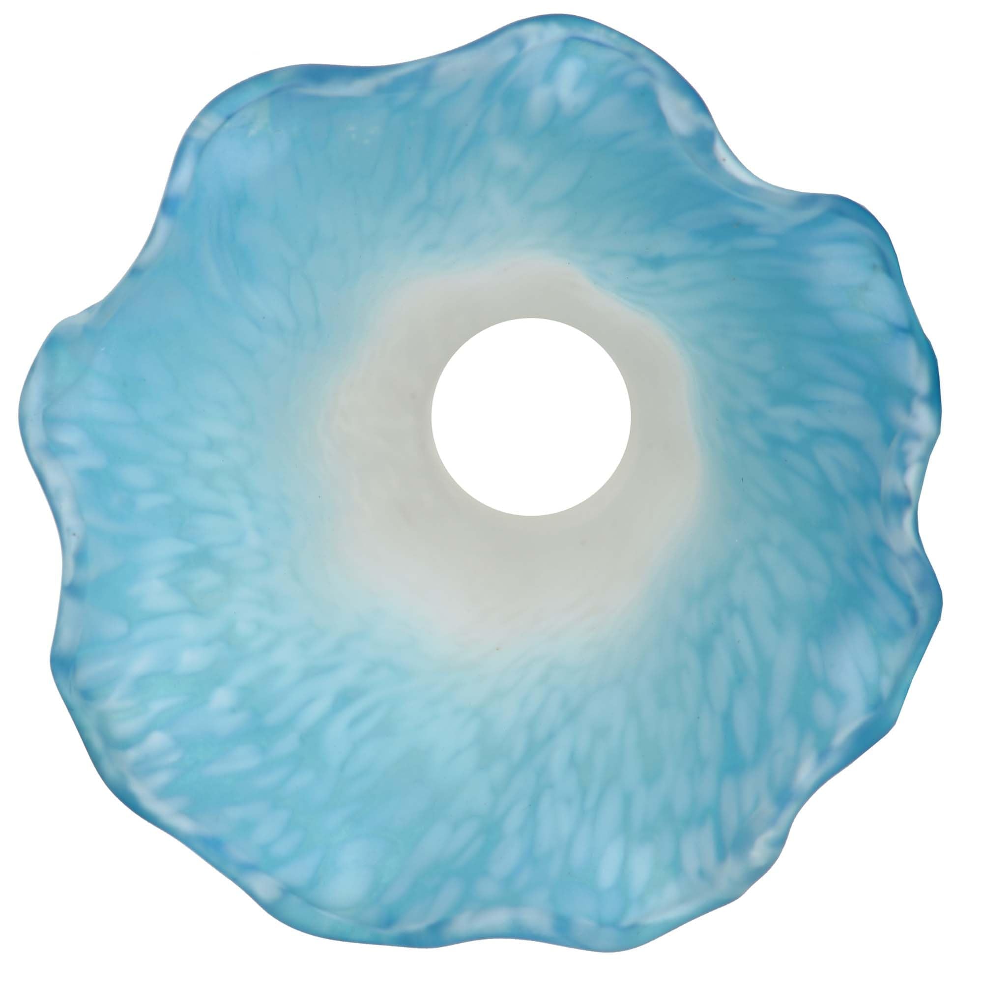 Bieye LS04S Lily Flower Blown Glass Lampshade, White Blue, Small I.D. 0.87" x O.D. 1"