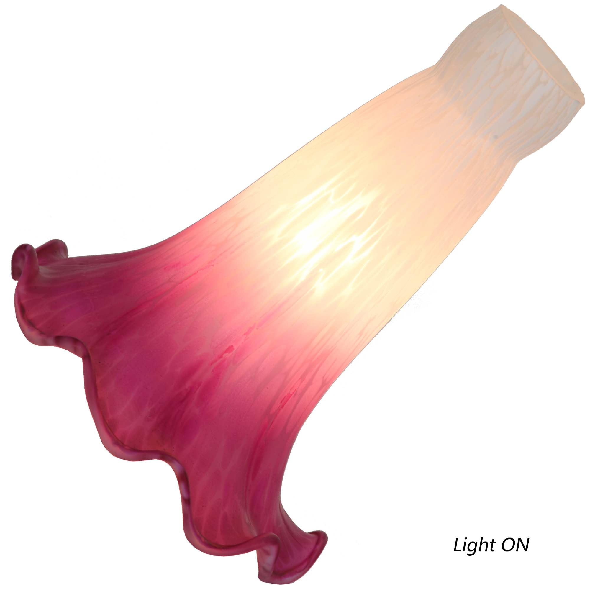 Bieye Lily Flower Blown Glass Lampshade, White Purple, Small I.D. 0.87" x O.D. 1", Model LILYSHADE