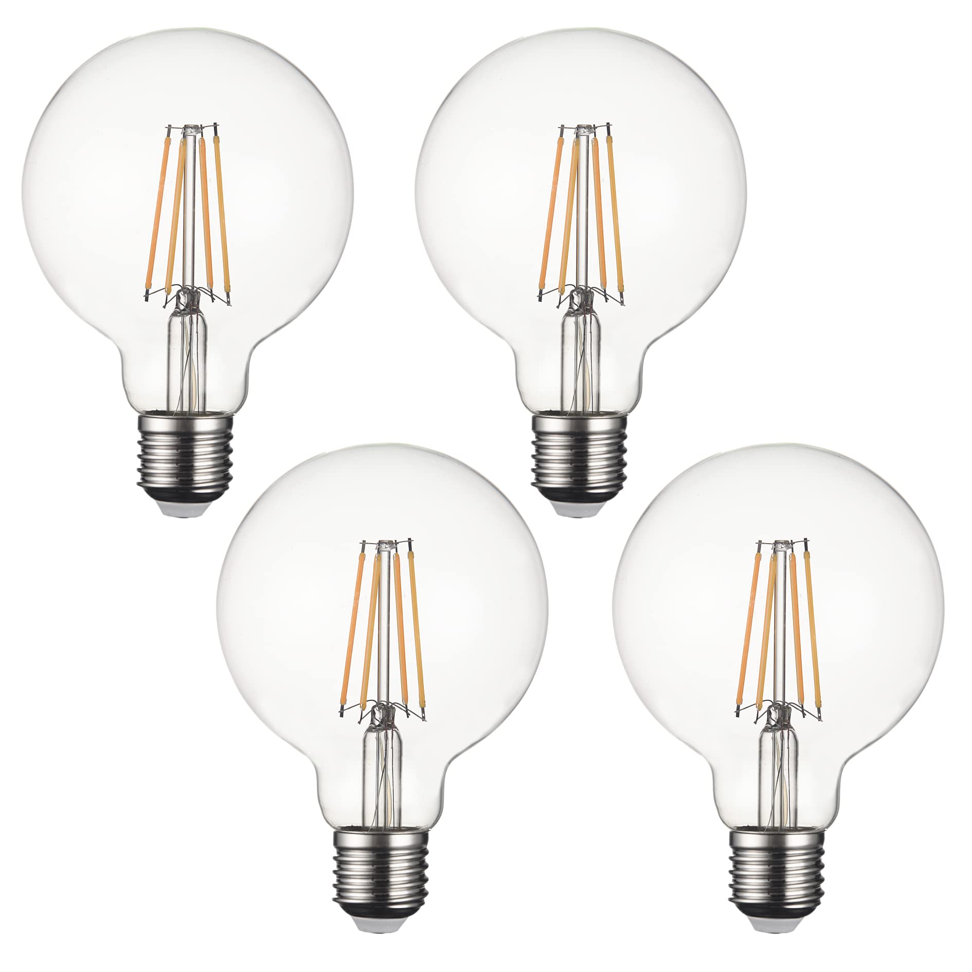 SD LUX Vintage Edison Light Bulb 8W 1000LM dimmable 100W Equivalent LED Bulb G30 Globe, Warm White 2700K E26 Medium Base (G30-4P