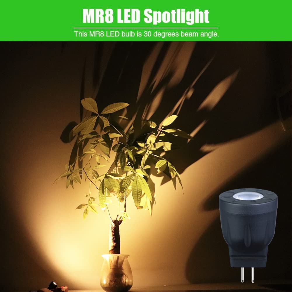 Makergroup MR8 LED Bulb 12V Spotlight 10W/20W GU4.0 Base Warm White 2700K Indoor/Outdoor 2-Pack