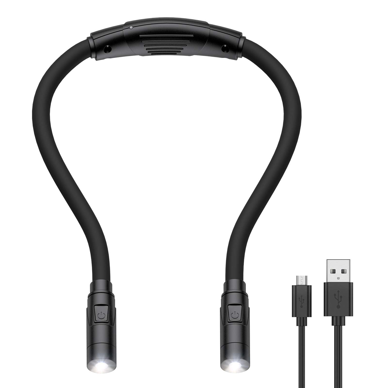 AMIR Upgraded LED Neck Reading Light, Book Light for Reading in Bed, 3 Colors, Brightness Adjustable, Bendable Arms, Rechargeabl
