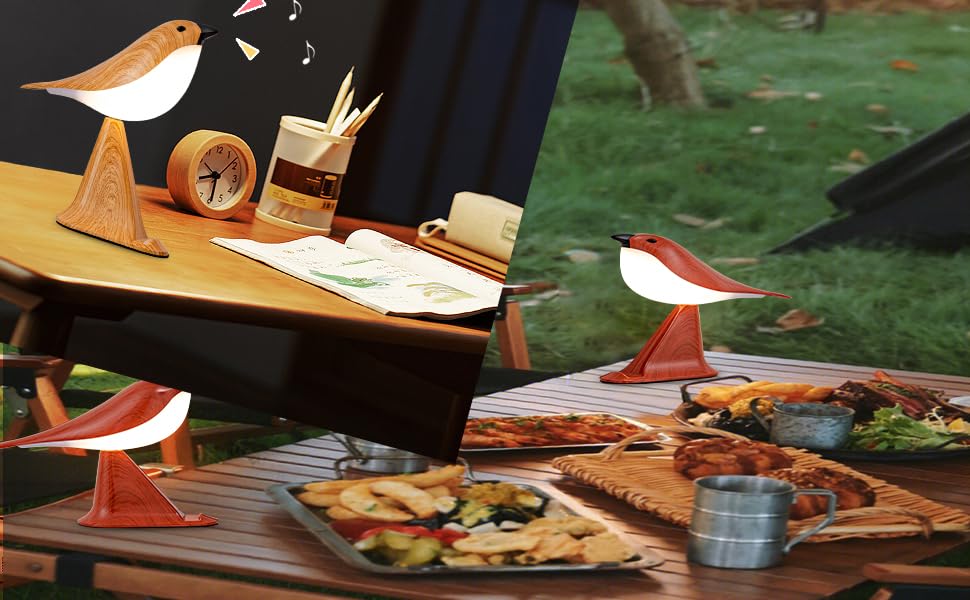 THOEWONG Bird Desk Lamp, Rechargeable Cordless Table Lamp, Remote Control, Touch Sensor, Small, Yellow, Model: bird04