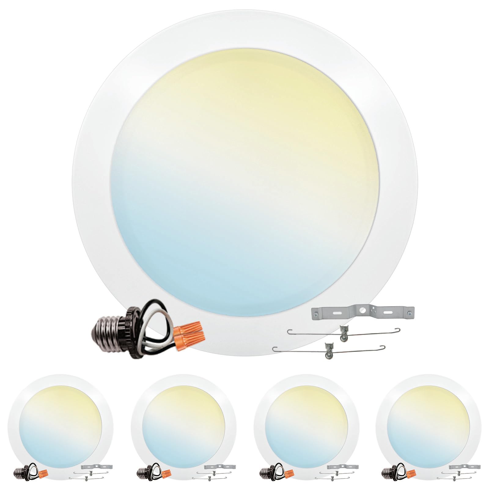 Luxrite 8 Inch Led Disk Lights, 27W, 5Cct 2700K | 3000K | 3500K | 4000K | 5000K, Flush Mount Recessed Retrofit Ceiling Light, 2000Lm, Dimmable, J-Box Or 6" Can Install, Energy Star, Etl (4 Pack)
