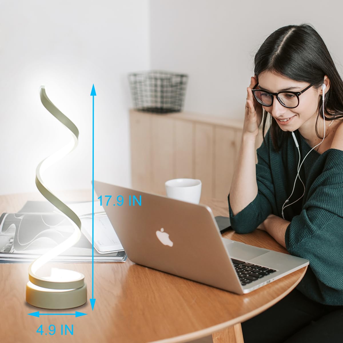Besketie Modern Table Lamps Set Of 2, Dimmable Spiral Table Lamps For Night Stand, 12W Led Desk Lamp 3 Color 10 Brightness Level