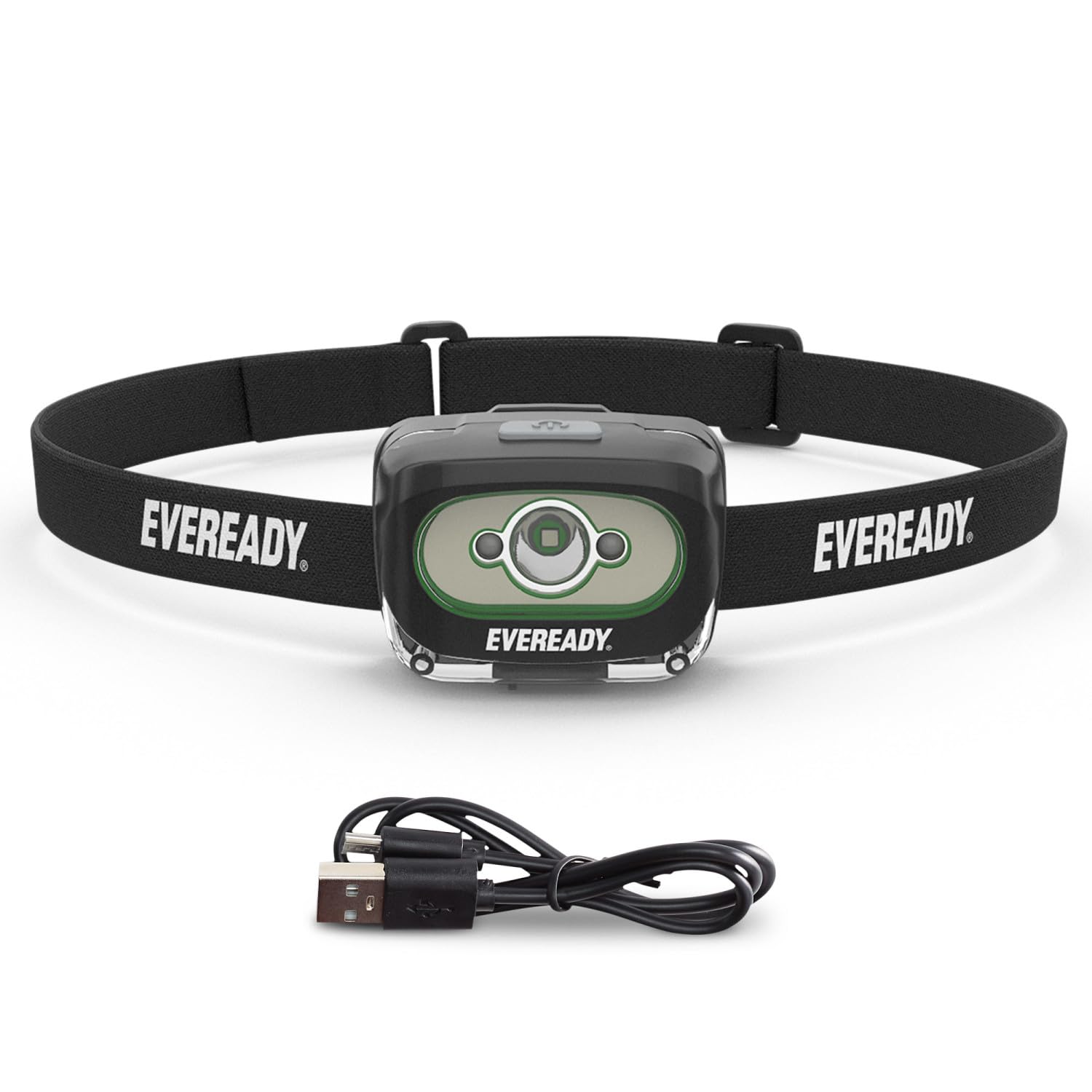 Eveready 300 Lumen Rechargeable Led Headlight, Ipx4 Waterproof, Shatterproof Lens, Black