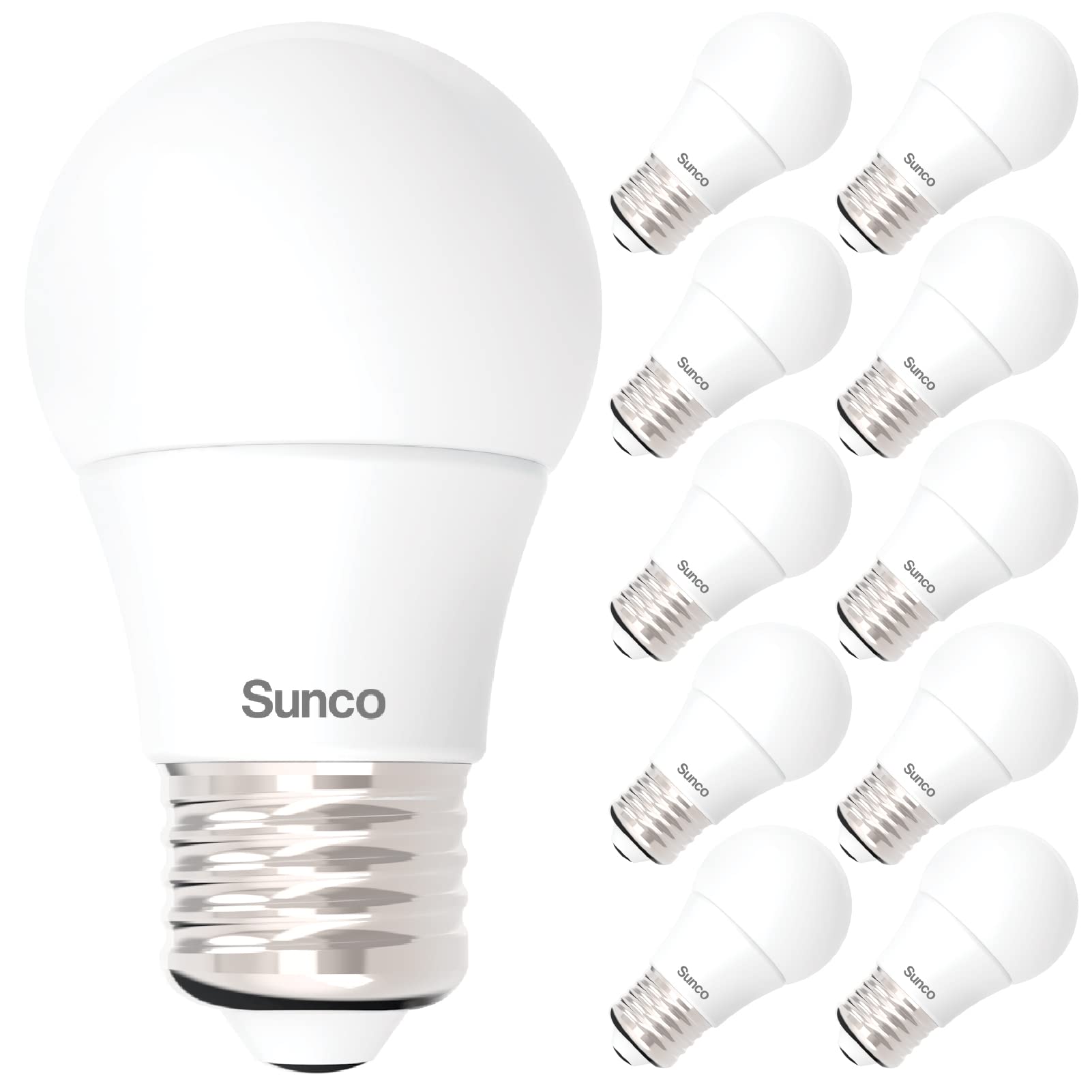 Sunco 10 Pack A15 Light Bulb Led, Dimmable Refrigerator Appliance Bulbs, 800 Lm, 8W (60W Equivalent), 3000K Warm White, E26 Medi