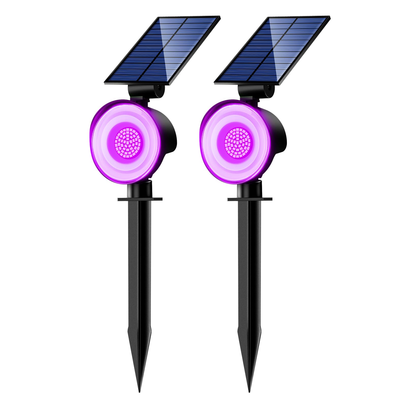 Nipify 2 Pack Solar Spot Lights Outdoor Waterproof  Solar Spotlight Light For Outside Yard Landscape Lighting Pathway Lights Wall Auto On/Off  Purple
