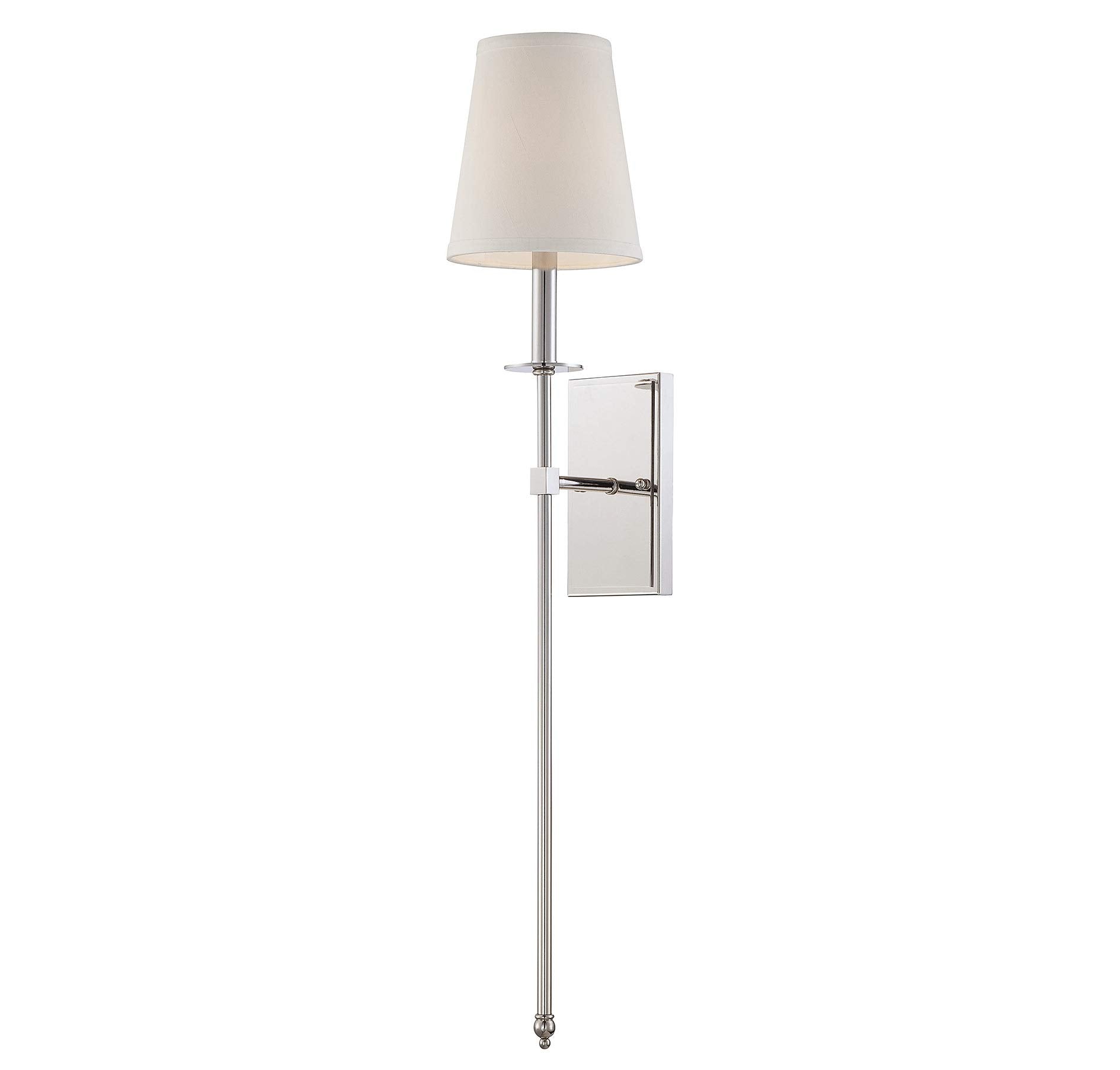 Savoy House 9-7144-1-109 Monroe Bohemian Vintage Soft White Fabric Wall Sconce, 1-Light 60 Watt, 34 H x 7 W, Polished Nickel