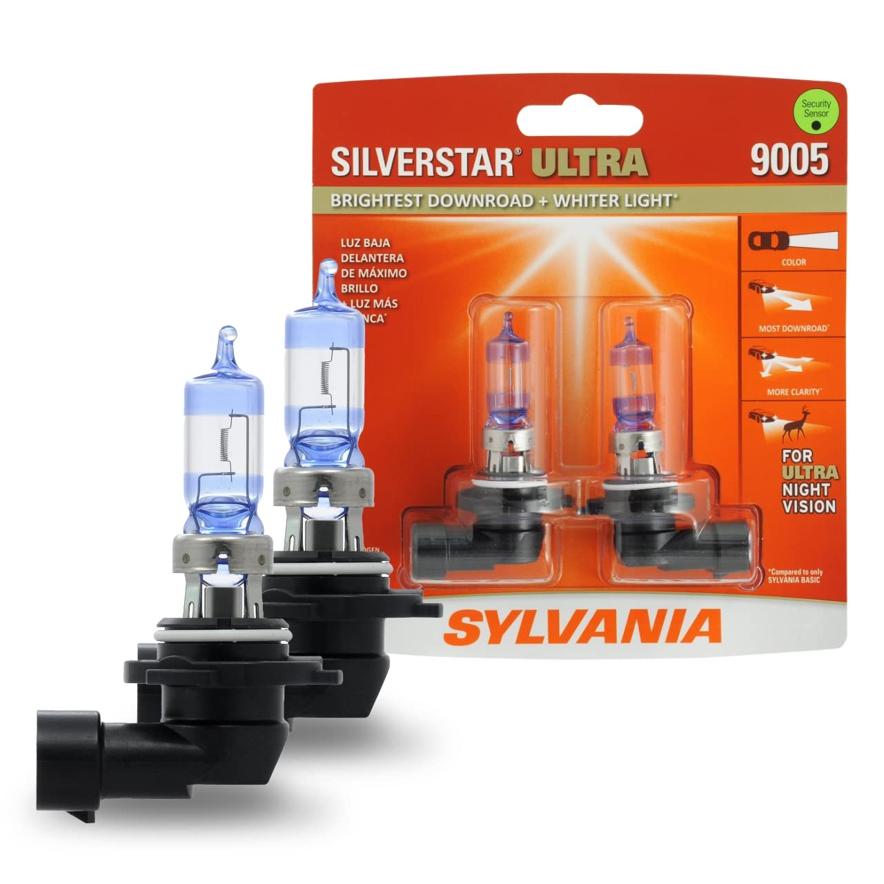 SYLVANIA 9005 SilverStar Ultra Halogen Headlight Bulb - 9005 Size, 2 Pack