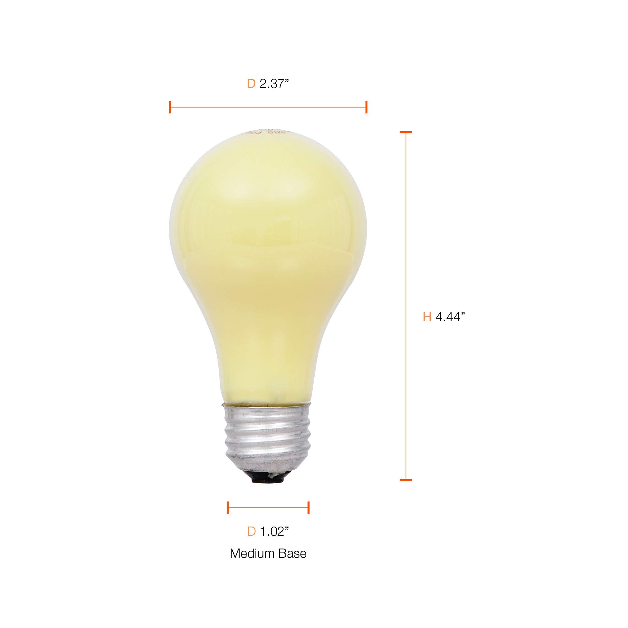 Ledvance A19 Bug Light, 100W Yellow, 120V, Clear Glass, 2 Pack, Model 12763