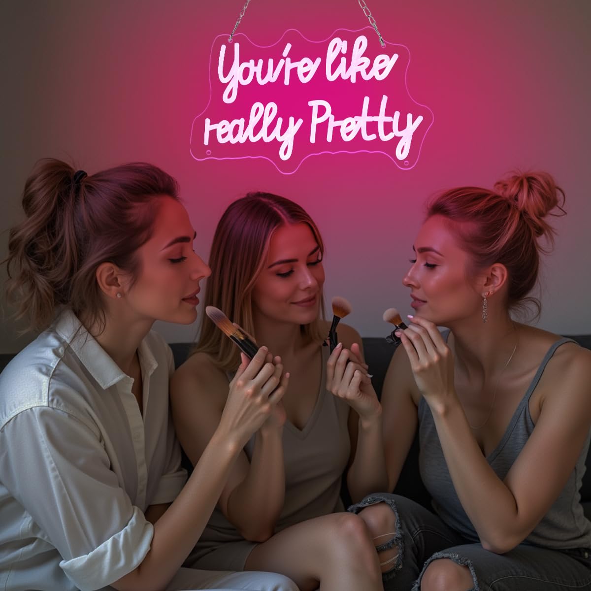 You like really pretty Neon Sign for bedroom wall,Pink led sign for wall decor with USB Power and Dimmer Switch,15 * 9 inch neon