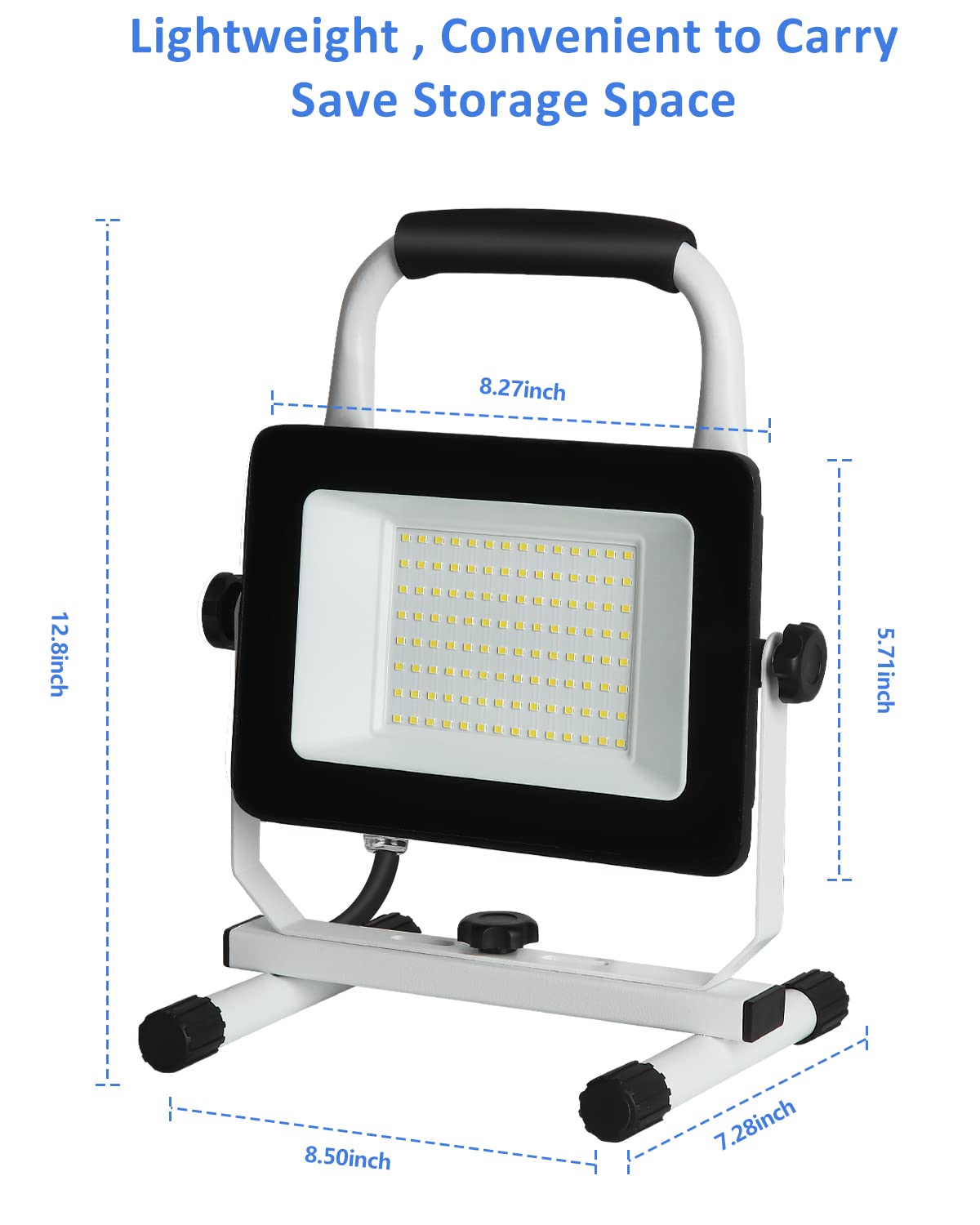 UFOND 6000 Lumen LED Work Light, 60W Waterproof Flood Light, Adjustable Brightness, Model WL-PFB-1X60W, White/Black