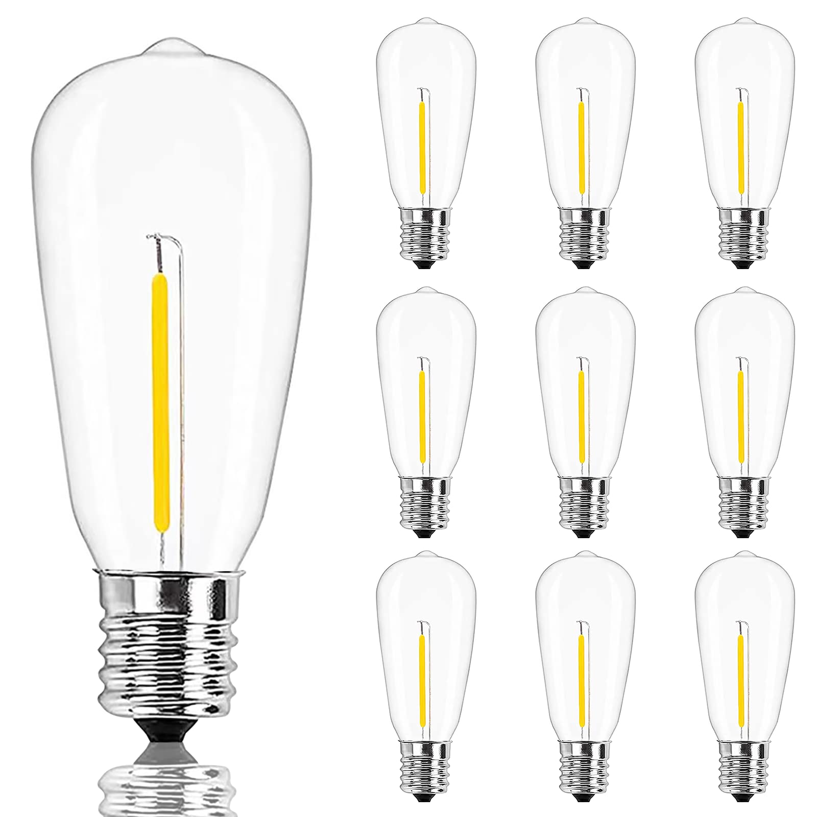 Cbebew 10 Pack Vintage LED Edison Bulb, ST40 Replacement Bulbs, E17 Led Light Bulbs for Outdoor Patio String Lights, Ceiling Fan