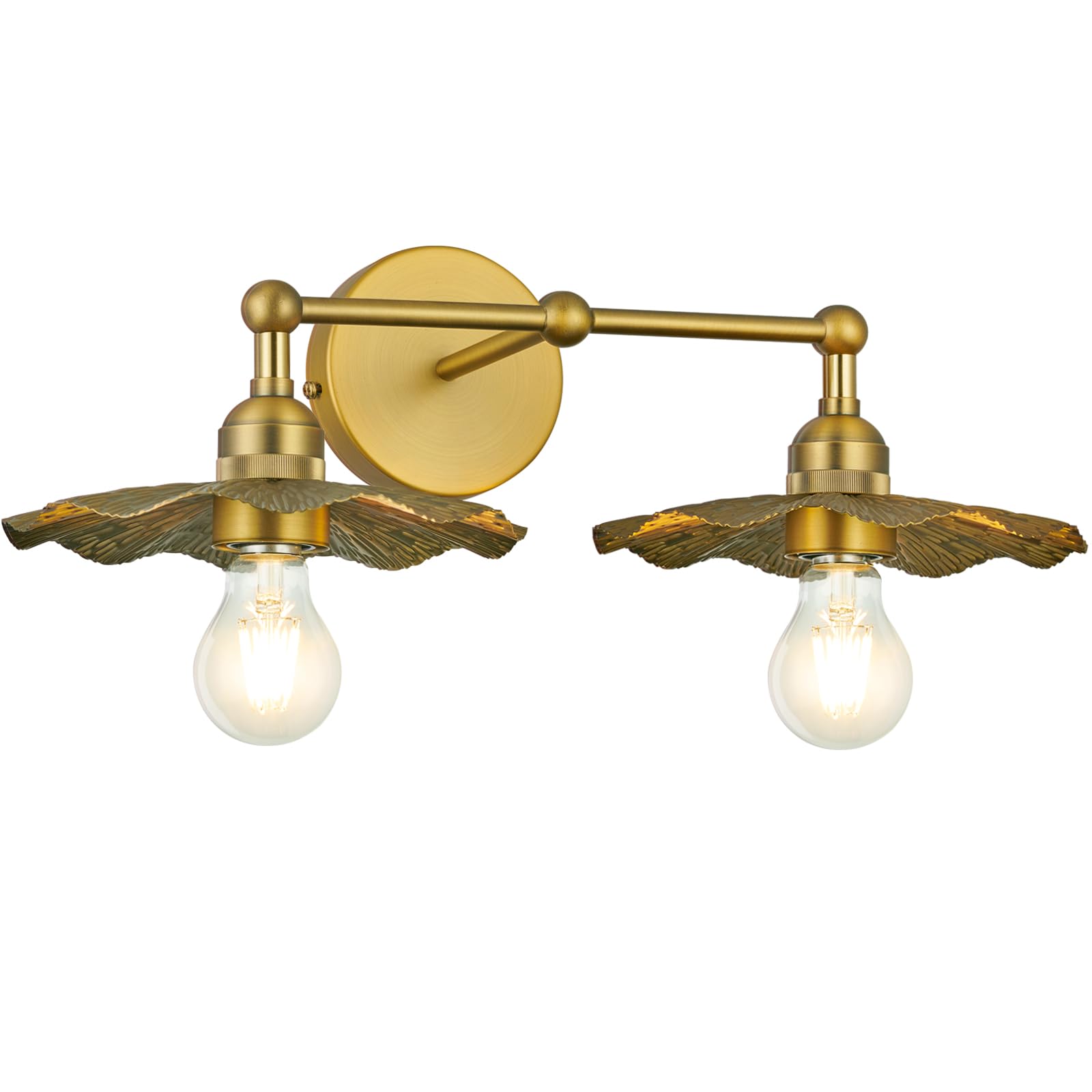 PASSICA DECOR Hardwired Wall Sconce 2-Light Antique Brass Flower Shade Model U613-03-2H