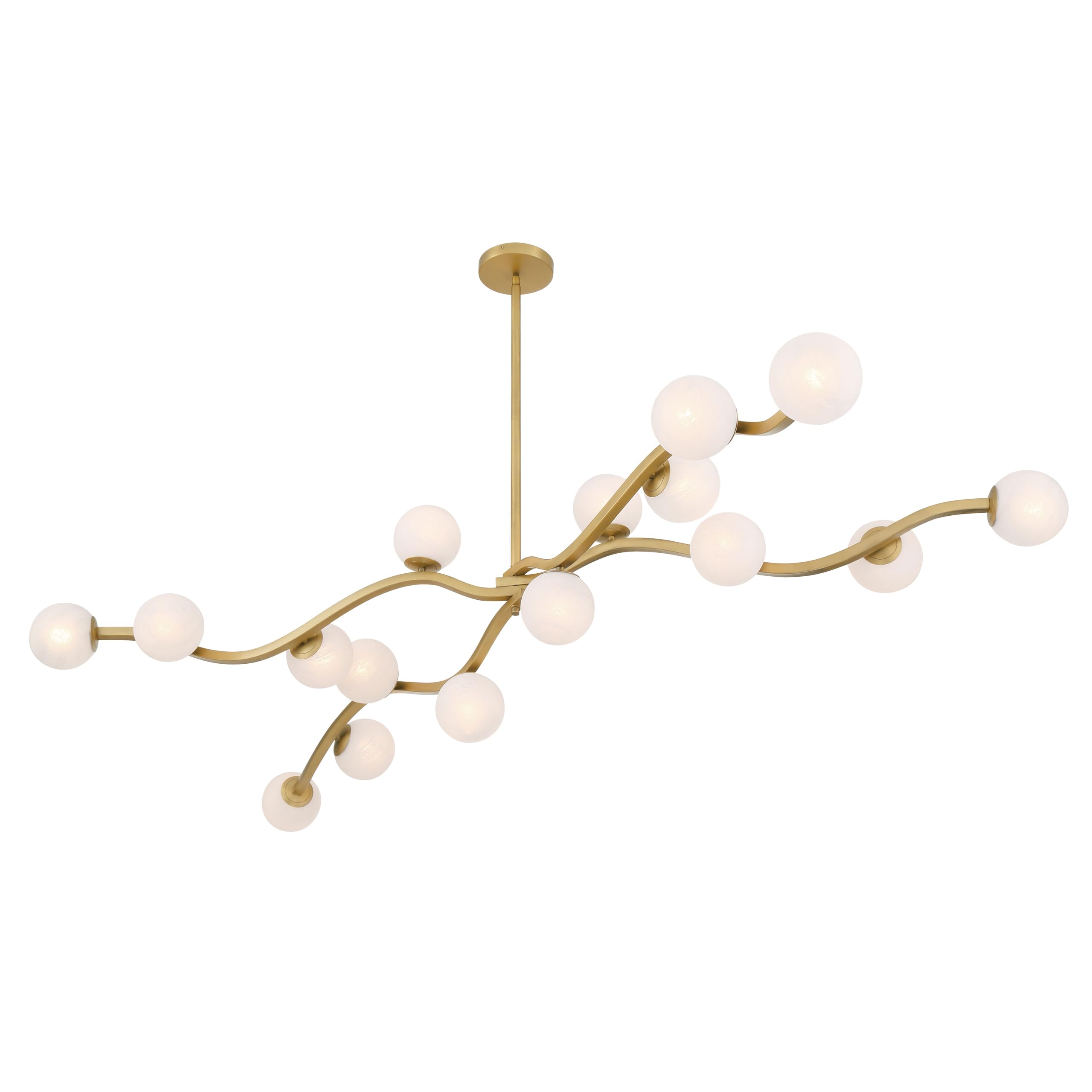 Minka Lavery 3749-732 Curven 16 Light 75 Long Abstract Linear Chandelier - Legacy Brass with Etched Alabaster Glass