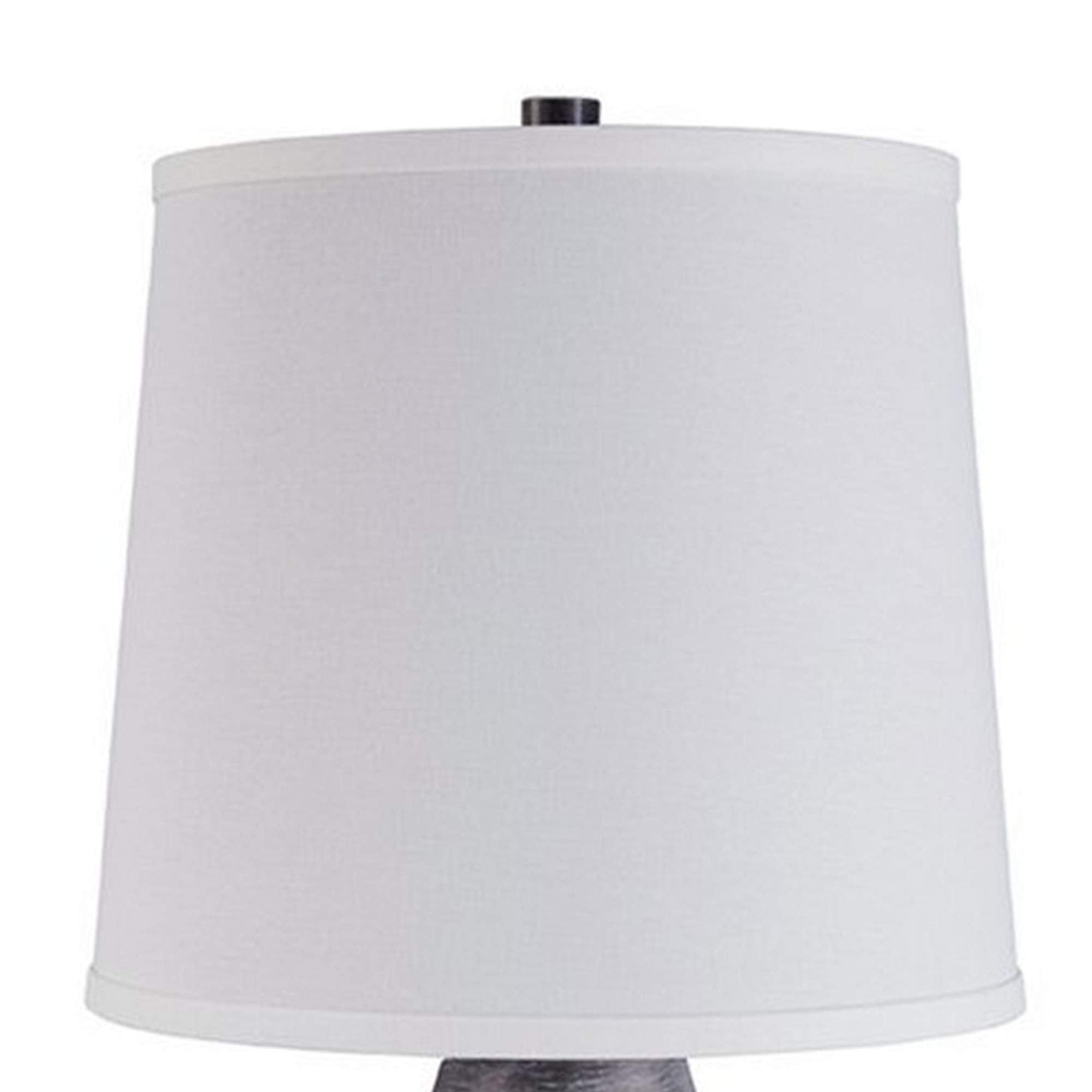 Benjara Vase Shape Resin Table Lamp With Fabric Shade, Set Of 2, Gray And White