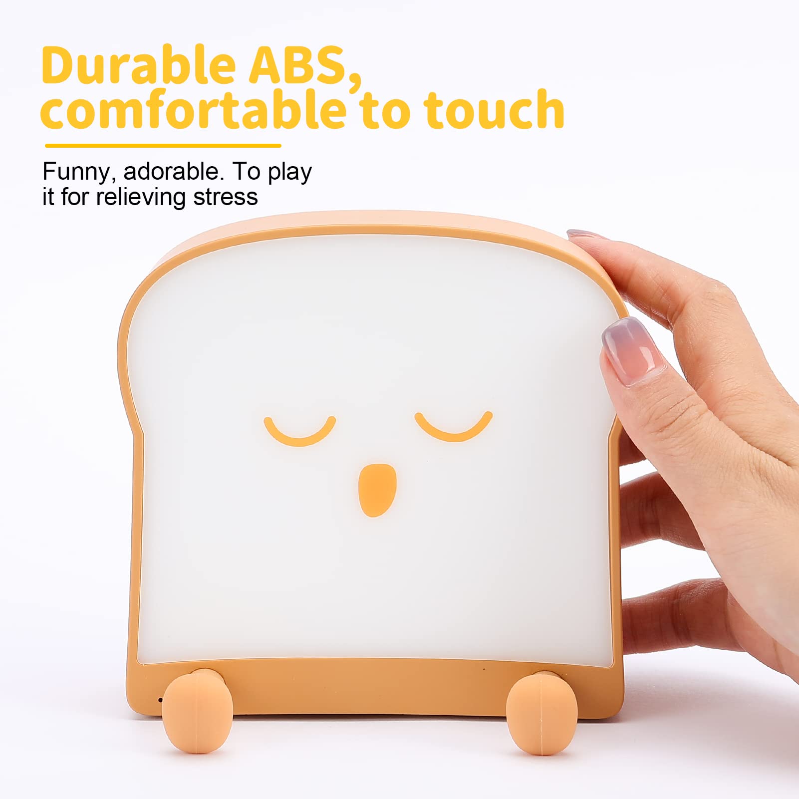 Loveruis Cute Night Lights For Bedroom - Toast Night Light Bread Lamp Nightlight For Children Birthday Halloween Christmas Gift With Usb Rechargeable For Toddlers Kids Adluts(Sleeping)