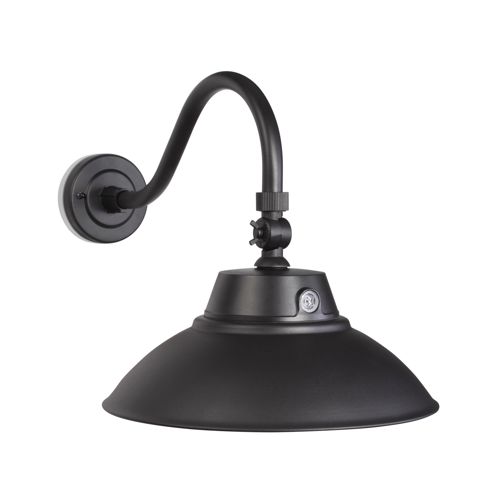 42W/35W/28W LED Black Gooseneck Barn Light Fixture, 14in Diameter with 15.7in. Long Gooseneck Arm, 30K/40K/50K CCT Switching, Du