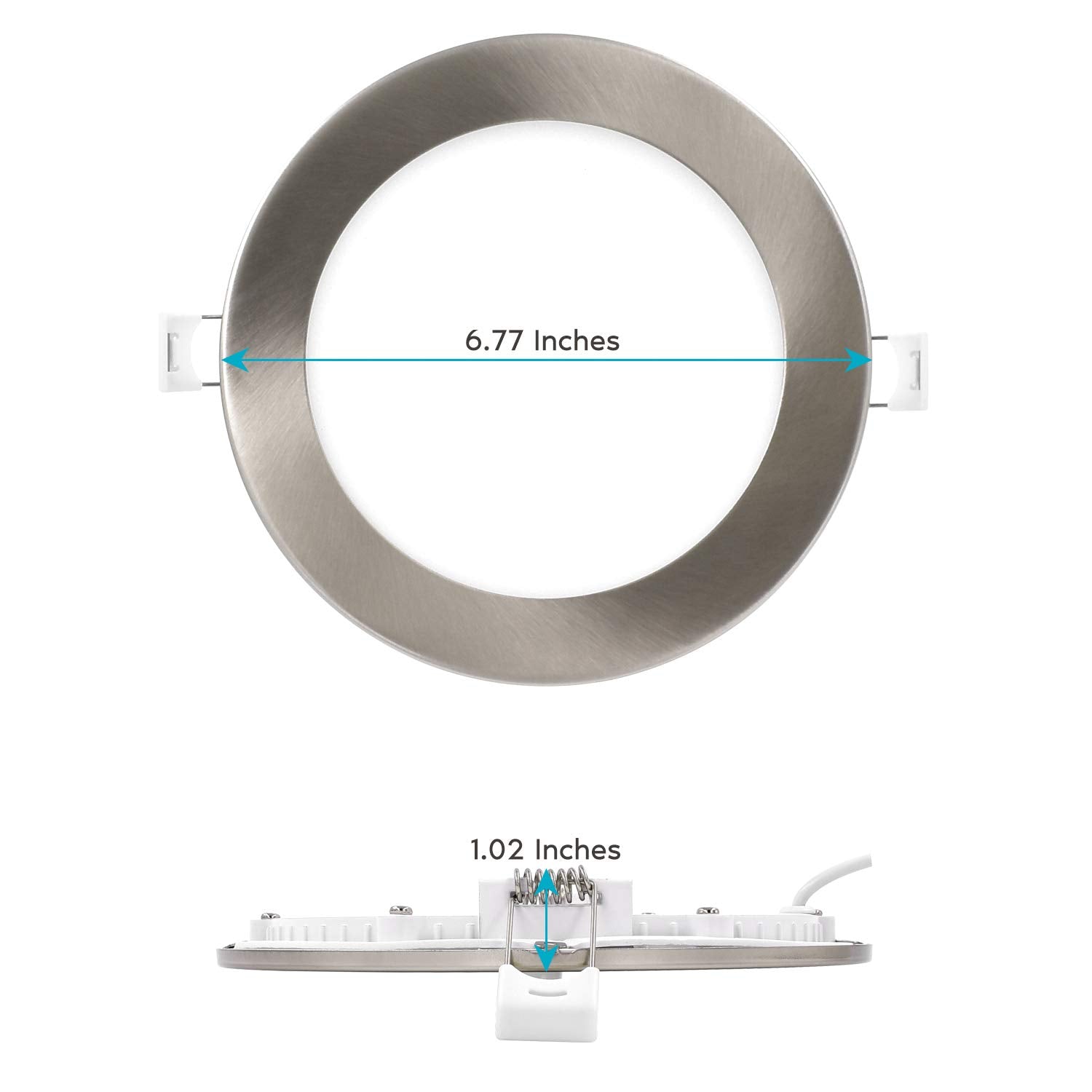 Luxrite 6 Inch Ultra Thin Led Recessed Light With J-Box, 12W, 5 Color Options 2700K | 3000K | 3500K | 4000K | 5000K, Dimmable Wafer Light, 1000 Lumens, Brushed Nickel, Energy Star, Ic Rated (4 Pack)
