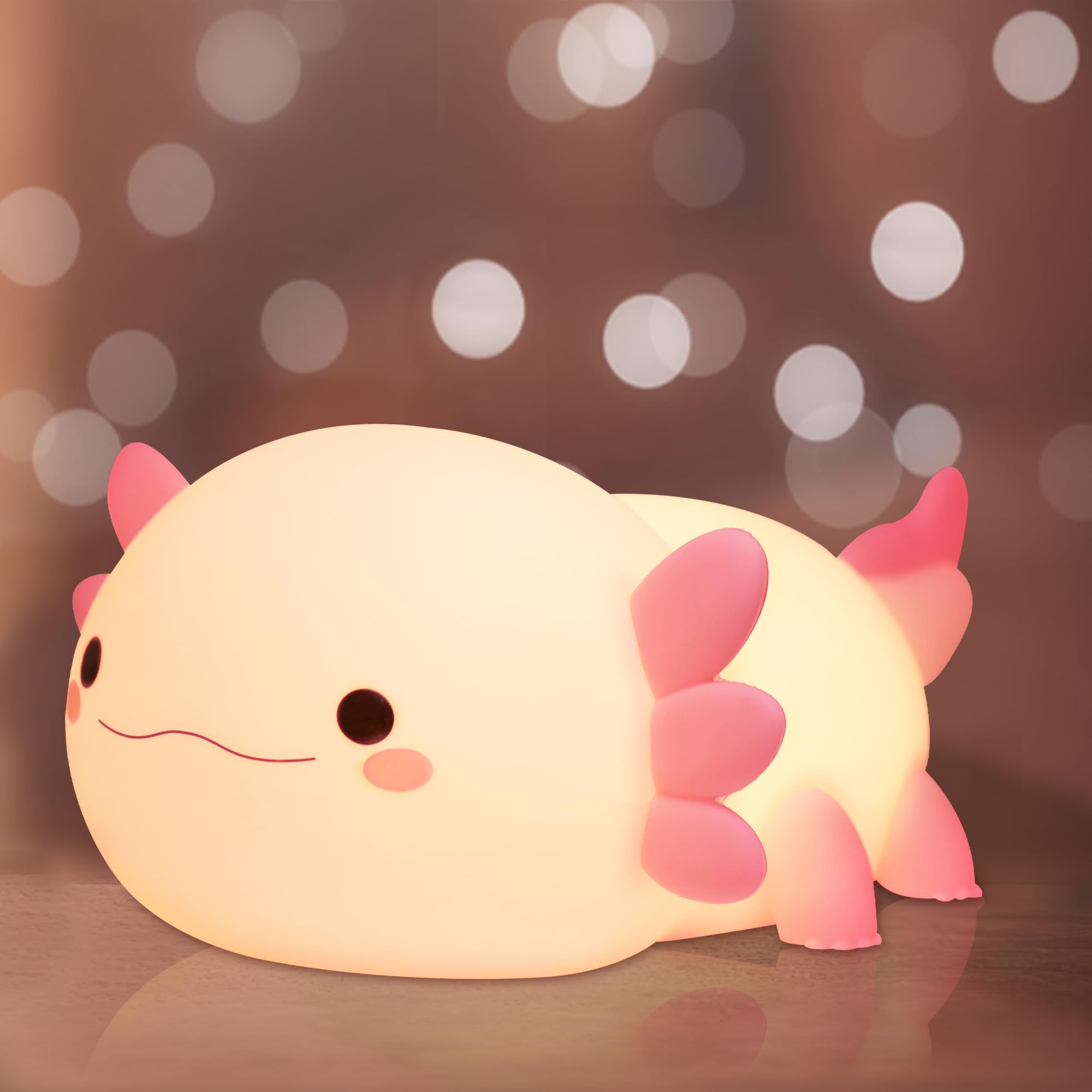 Ammonite Axolotl Gifts, Axolotl Night Light for Kids - Squishy Silicone LED Touch Cute Lamp, Xmas Birthday, Kawaii Bedroom Decor