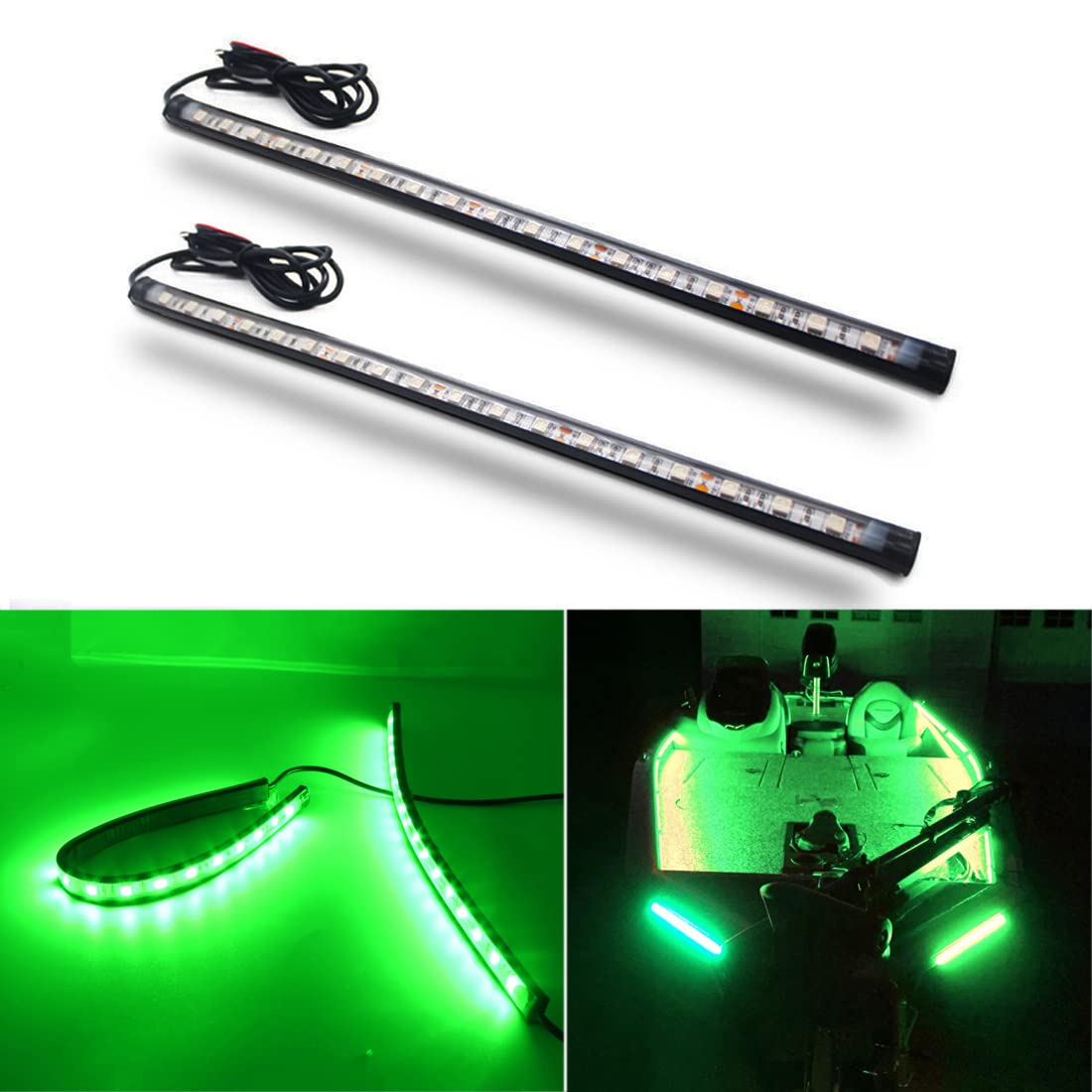 Boaton Marine Boat Led Navigation Lights, Night Fishing Lights, No Drilling Install Deck Lights Courtesy Lights Interior Lights For Pontoon Boat Bass Boat Jon Boat Jet Ski Kayak, Green