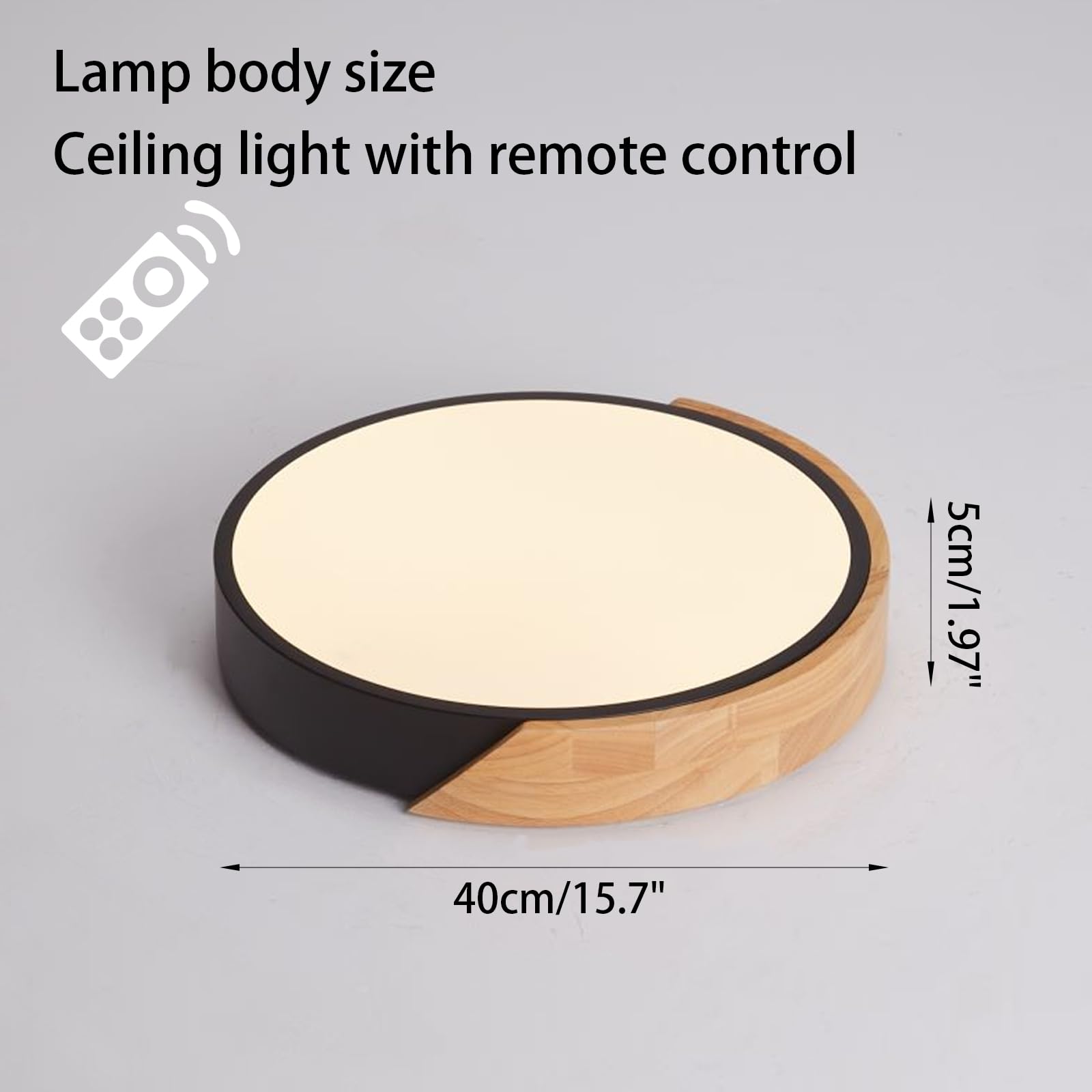 LuFun Flush Mount Ceiling Light Dimmable 3000-6500K 15.7 inch Black AMZ0036 for Kitchen, Bedroom, Hallway, Living Room