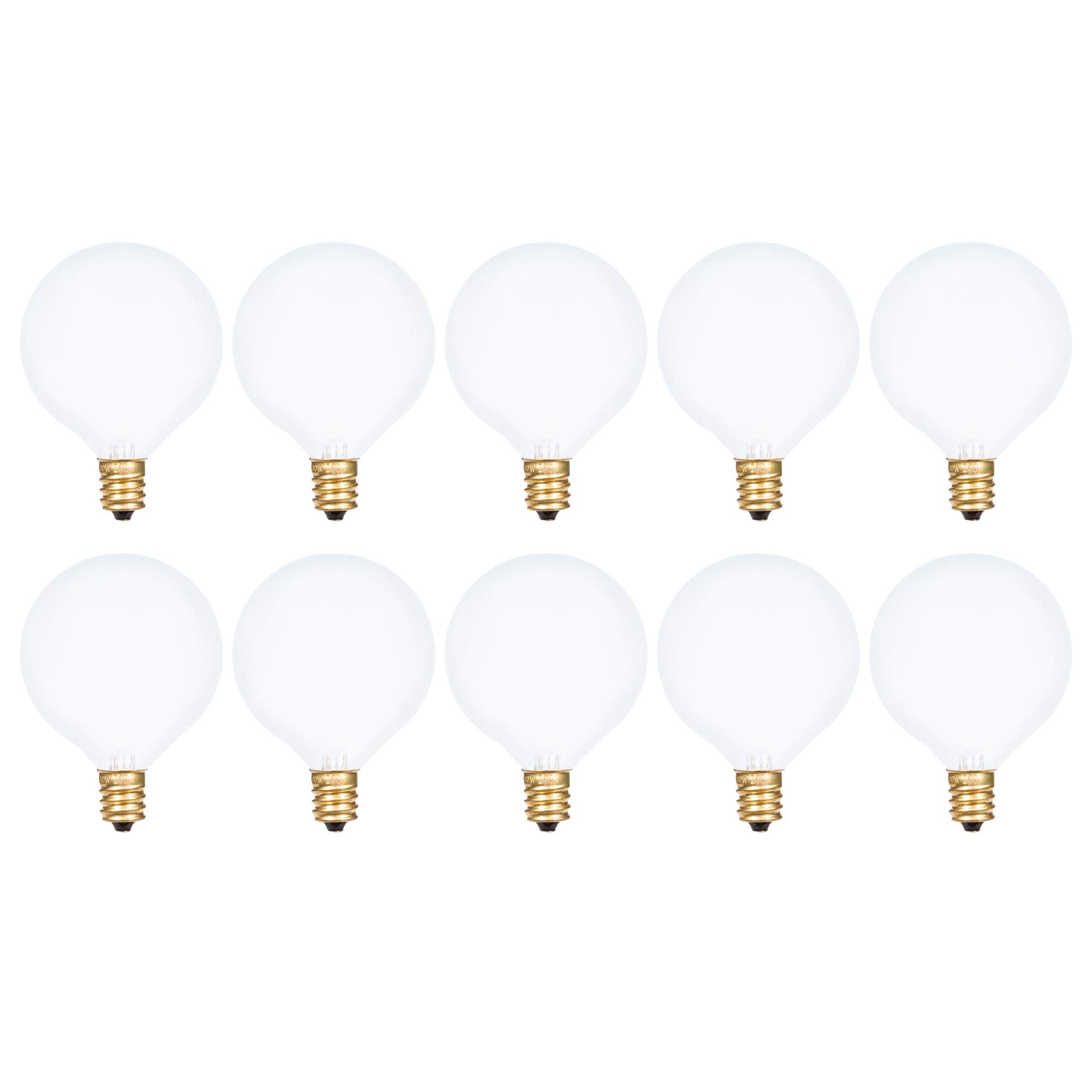Simba Lighting Small Globe G16.5 Round Bulb 25W E12 Candelabra Base (10 Pack) For Chandelier, Ceiling Fan, Decorative Vanity Lig
