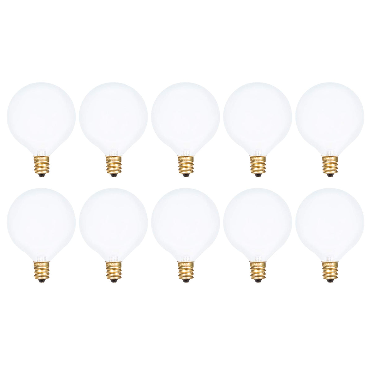 Simba Lighting Small Globe G16.5 Round Bulb 25W E12 Candelabra Base (10 Pack) For Chandelier, Ceiling Fan, Decorative Vanity Lig