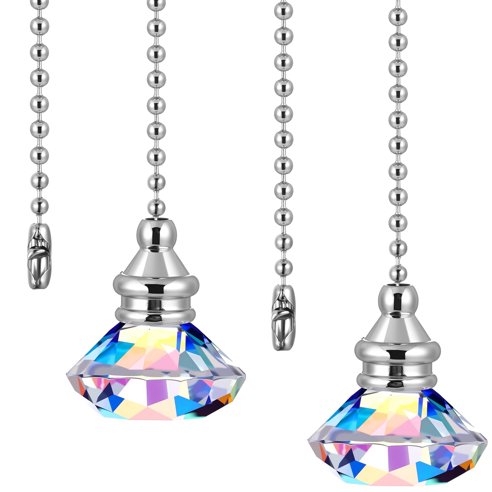 JOVITEC Pull Chain Ceiling Fan Ornaments, 1m Long, Rainbow Color, Model JV2552, 2 Pieces