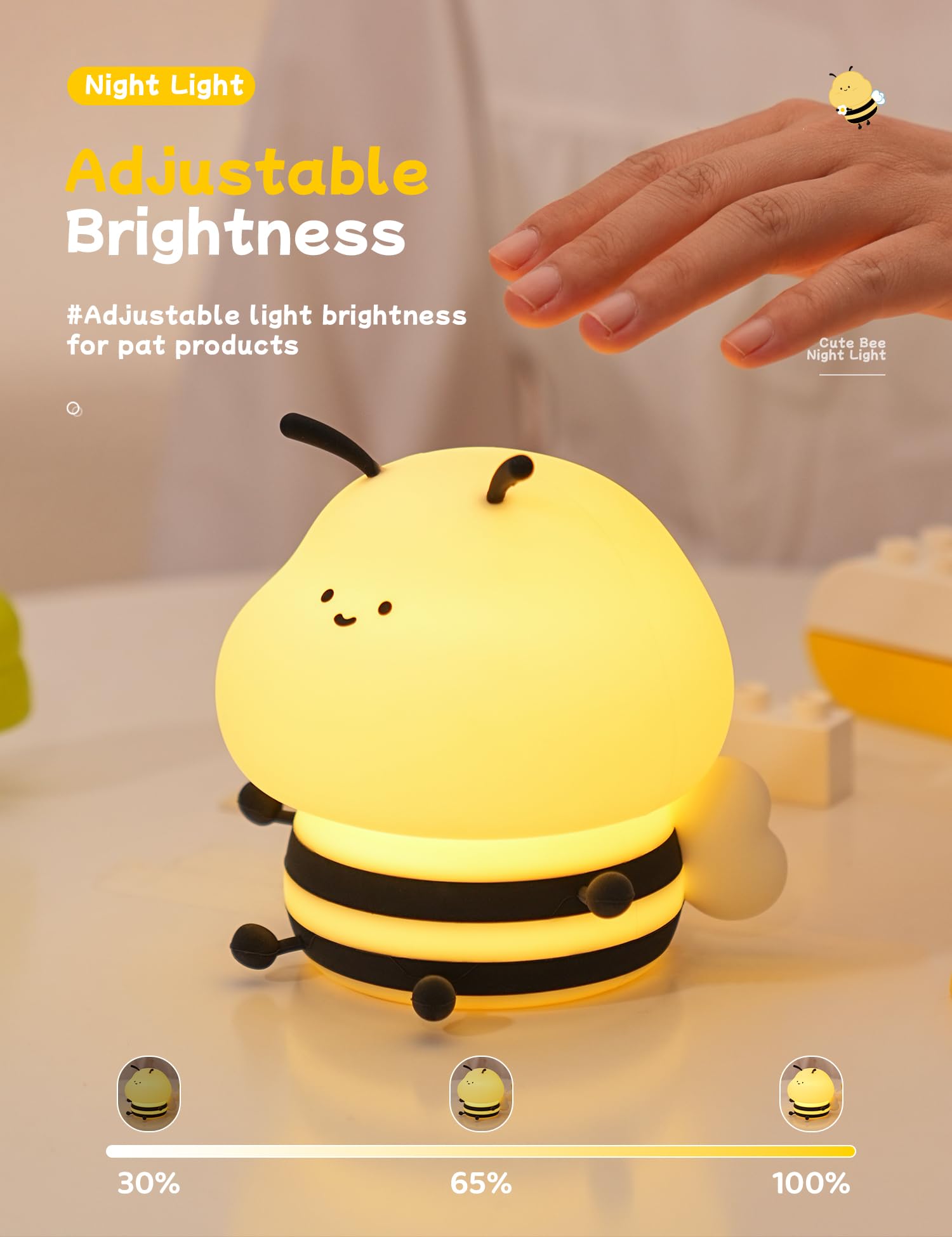 WANIDEA Capybara Night Light LED Squishy Animal Lamp, 7 Colors RGB Adjustable Brightness with Timer, Kawaii Lying Capybara Nurse
