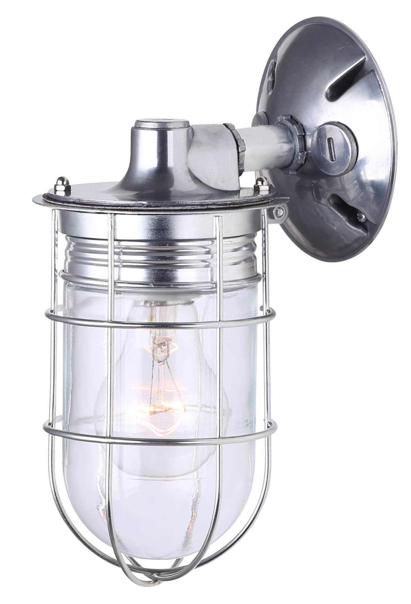 Canarm IOL337AL Weather 1 Light Ceiling/Wall Mount Fixture, All Metal, Chrome Finish