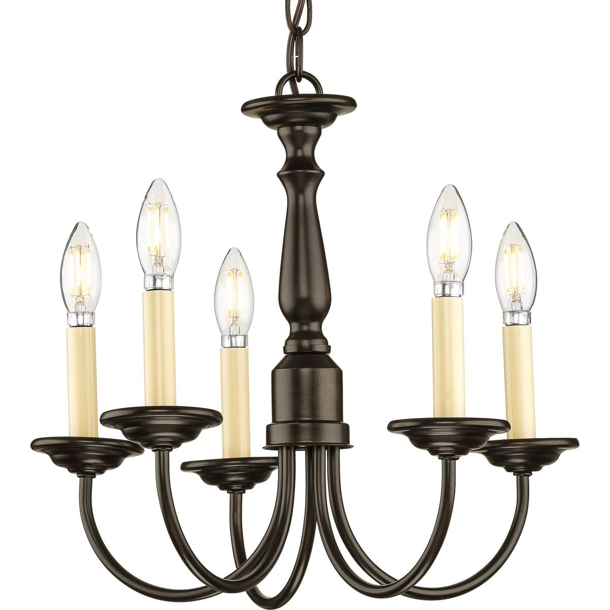 Five-Light Ivory Candles Traditional Chandelier Light Antique Bronze
