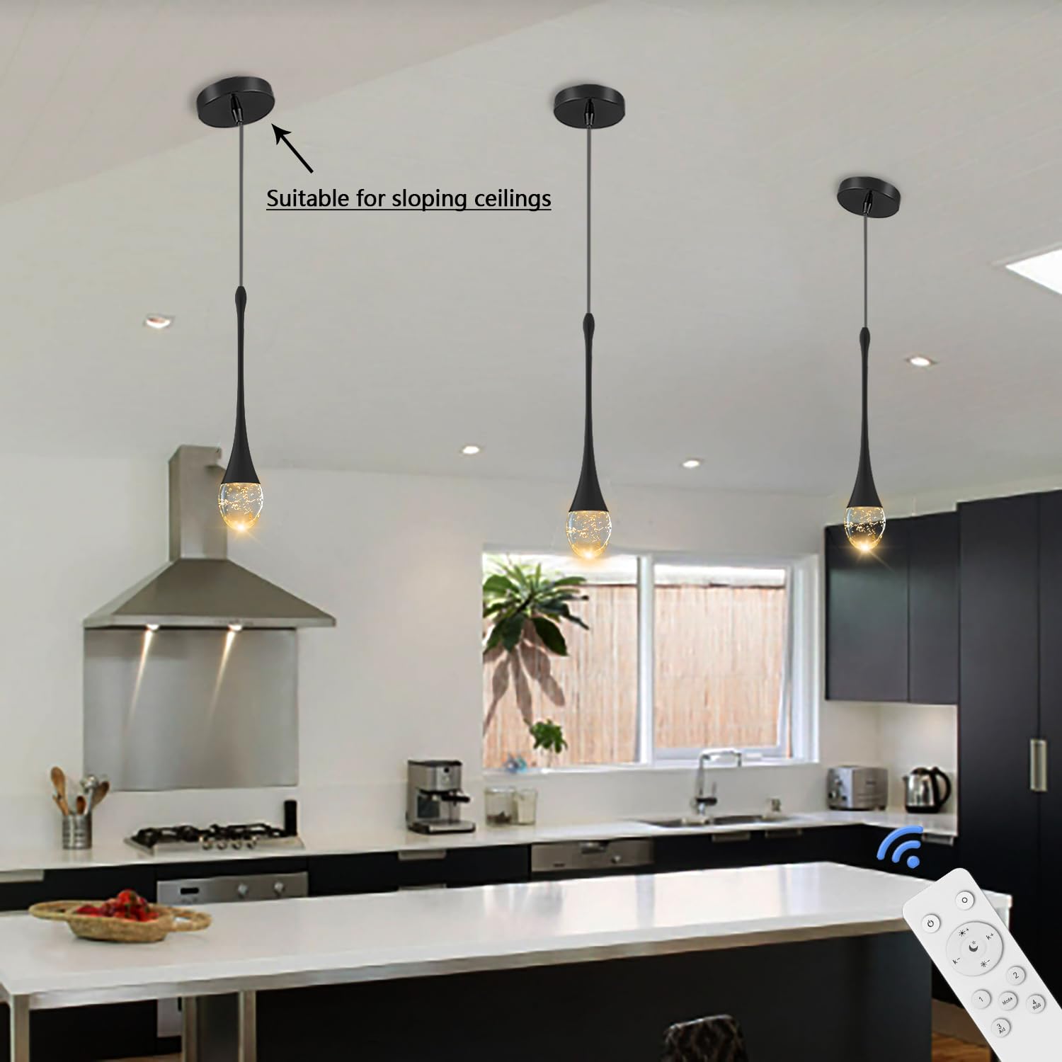 ykolupty 3-Pack Black Bubble Crystal Chandelier, Modern LED Dimmable, 3000-6000K, Model TPYP0022-3H