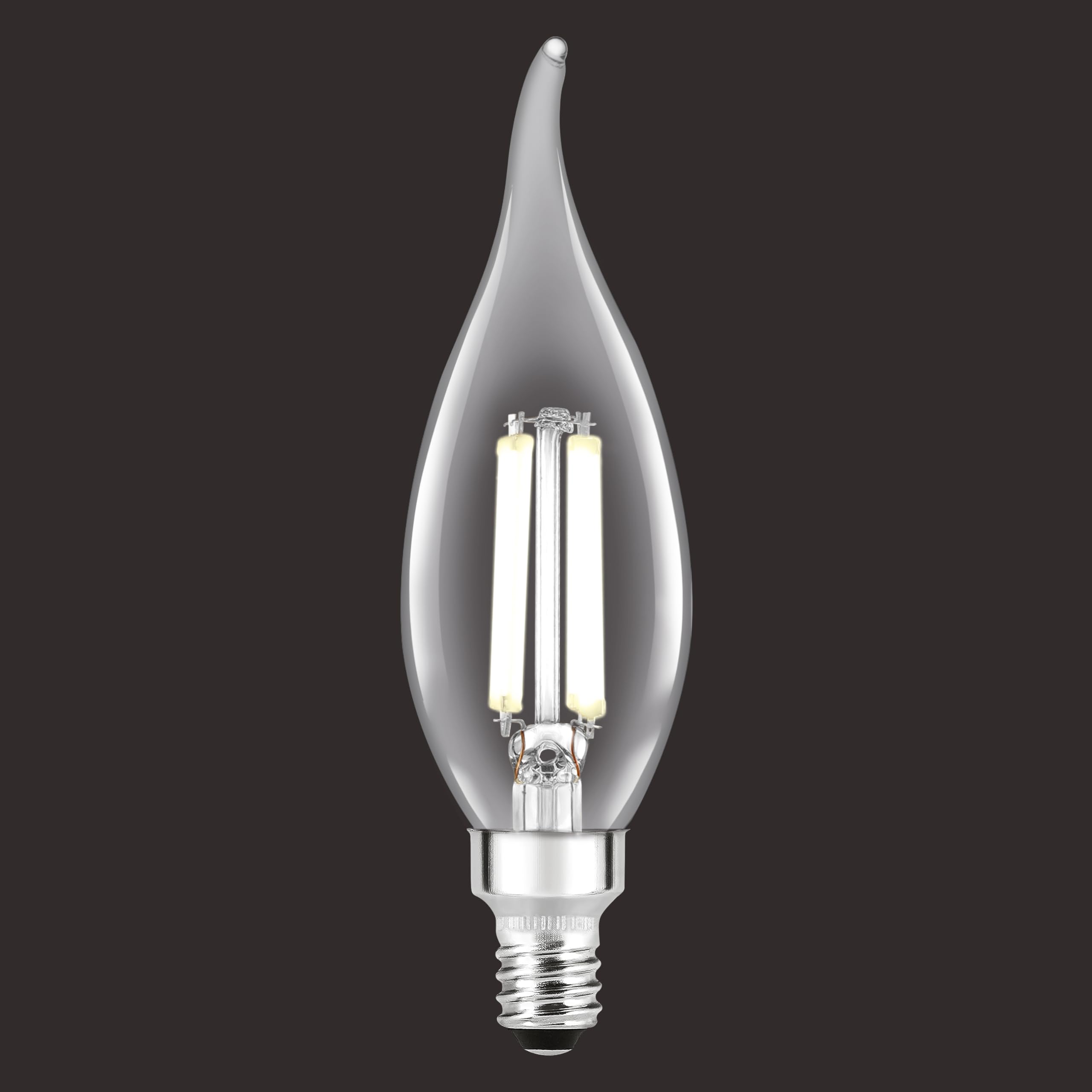 Sylvania B10 Clear Led White Filament Bulb, 6W, Dimmable, 650 Lms, Candelabra Base, 5000K, Daylight - 2 Pack (42259)