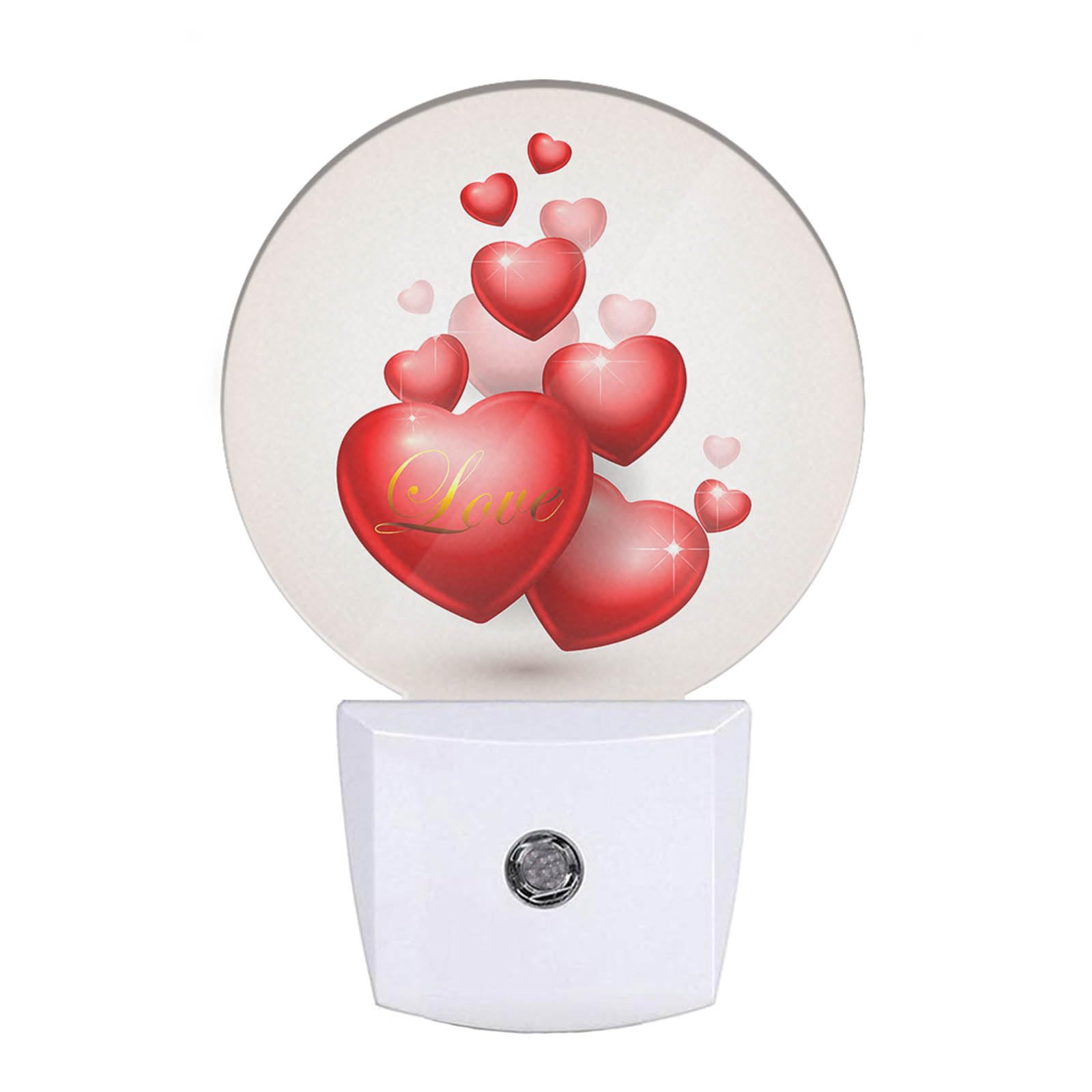 Uanvaha Pink Night Light Valentine's Day Red Love Hearts Plug-in Night Lights with Dusk-to-Dawn Sensor for Bedroom, Bathroom and
