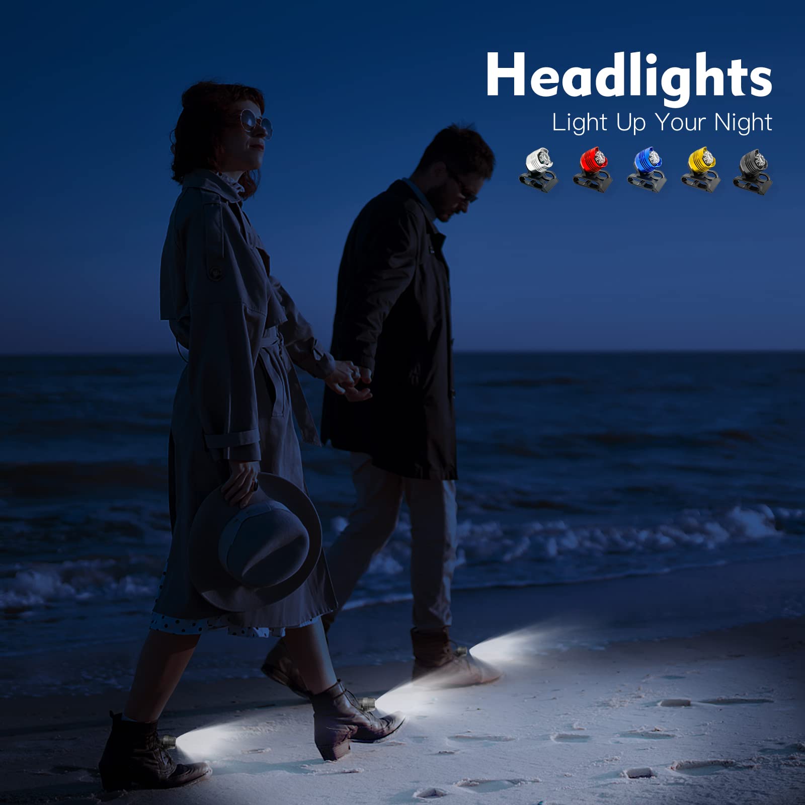 Vartiey Waterproof Shoe Lights for Runners, IPX5, 2 Pcs Headlights, Blue, Suitable for mature-themeds and Kids